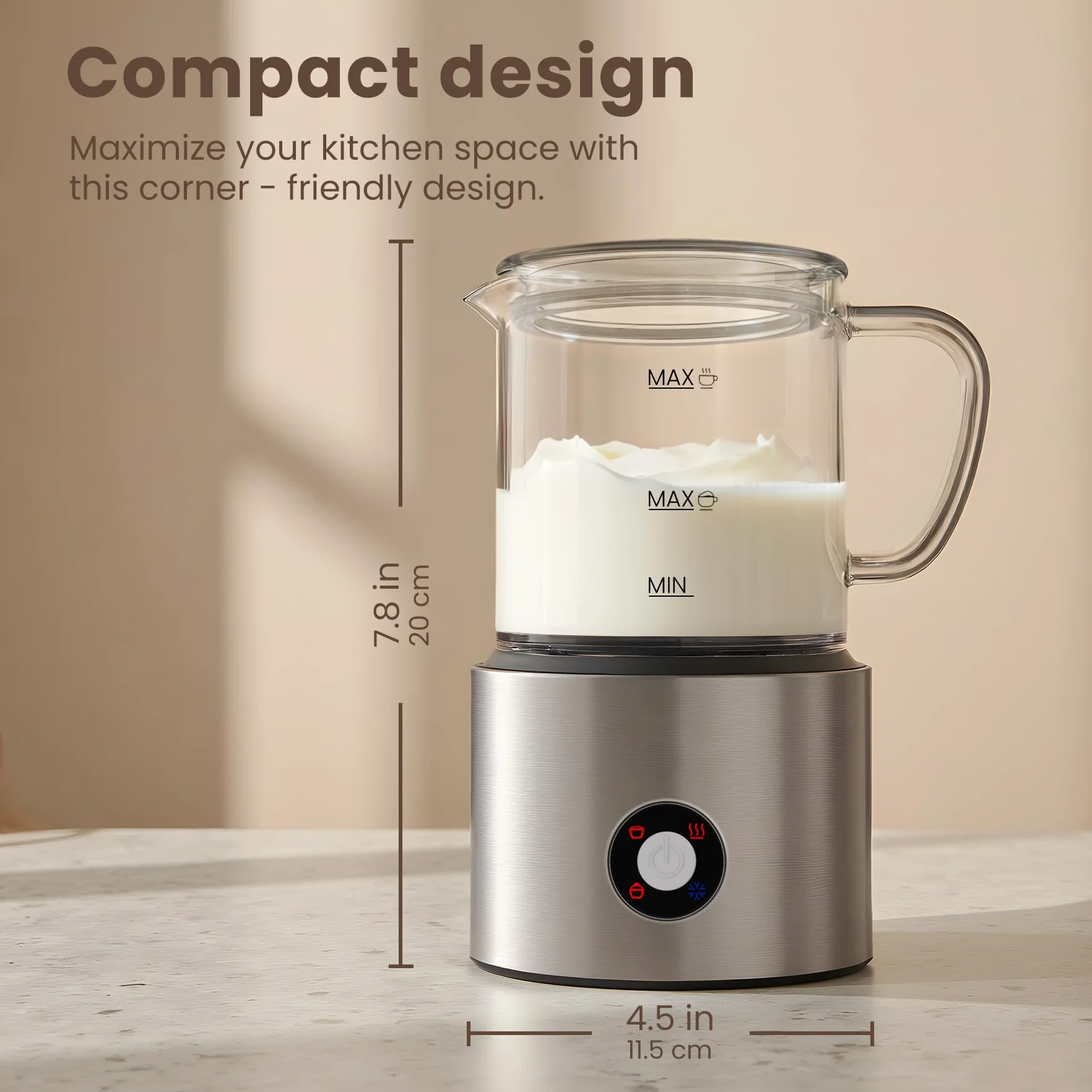 Spieniacz do mleka 4 w 1 500 ml z dzielonym wzorem, automatyczny, szklany kubek do cappuccino