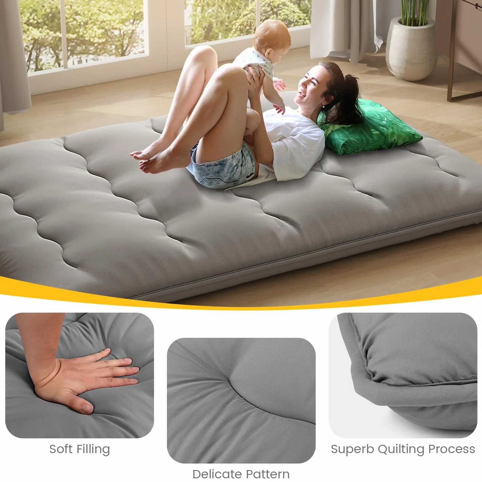 GIANTEX Japoński materac futon 140x200 cm, materac podłogowy o grubości 10 cm, mata Tatami materac futon składany i przenośny, składany materac materac składany do tatami, materac rolowany ze