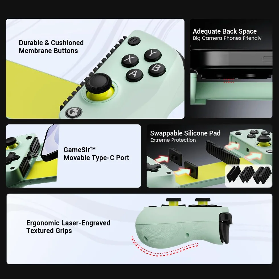 GameSir X5 Lite mobilny kontroler do gier z systemem Android, iPhone 15/iPhone 16, iPad Mini 6/7 (USB-C), kontroler telefonu typu C z drążkami z efektem Halla, funkcja Turbo do Call Of Duty, Genshin