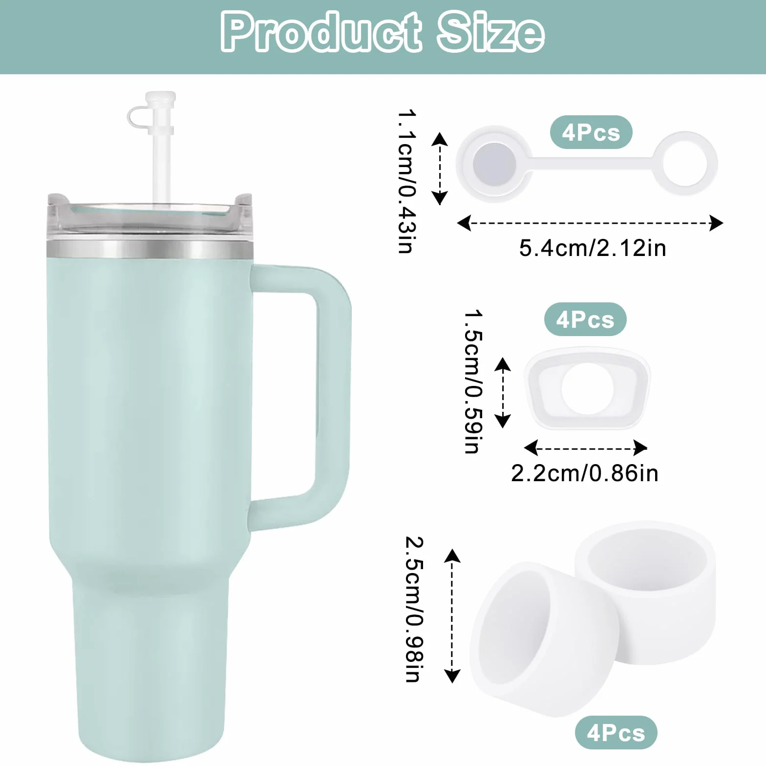 Stanley Cup Akcesoria 12 Sztuk Ochrona Przed Wyciekiem 4 Pokrywki na Słomki 8 Pokrywek Szczelne Silikonowe Zatyczki do Tumbler 1.0/2.0 30oz