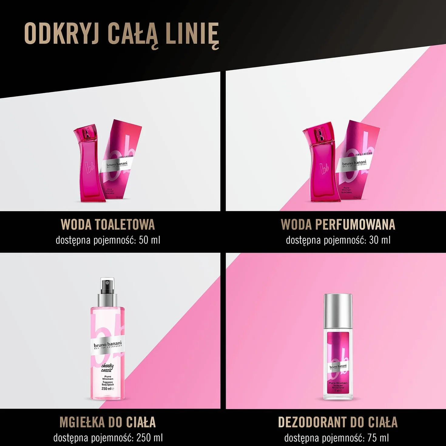 bruno banani Pure Woman – mgiełka do ciała dla kobiet, perfumy damskie, 250 ml