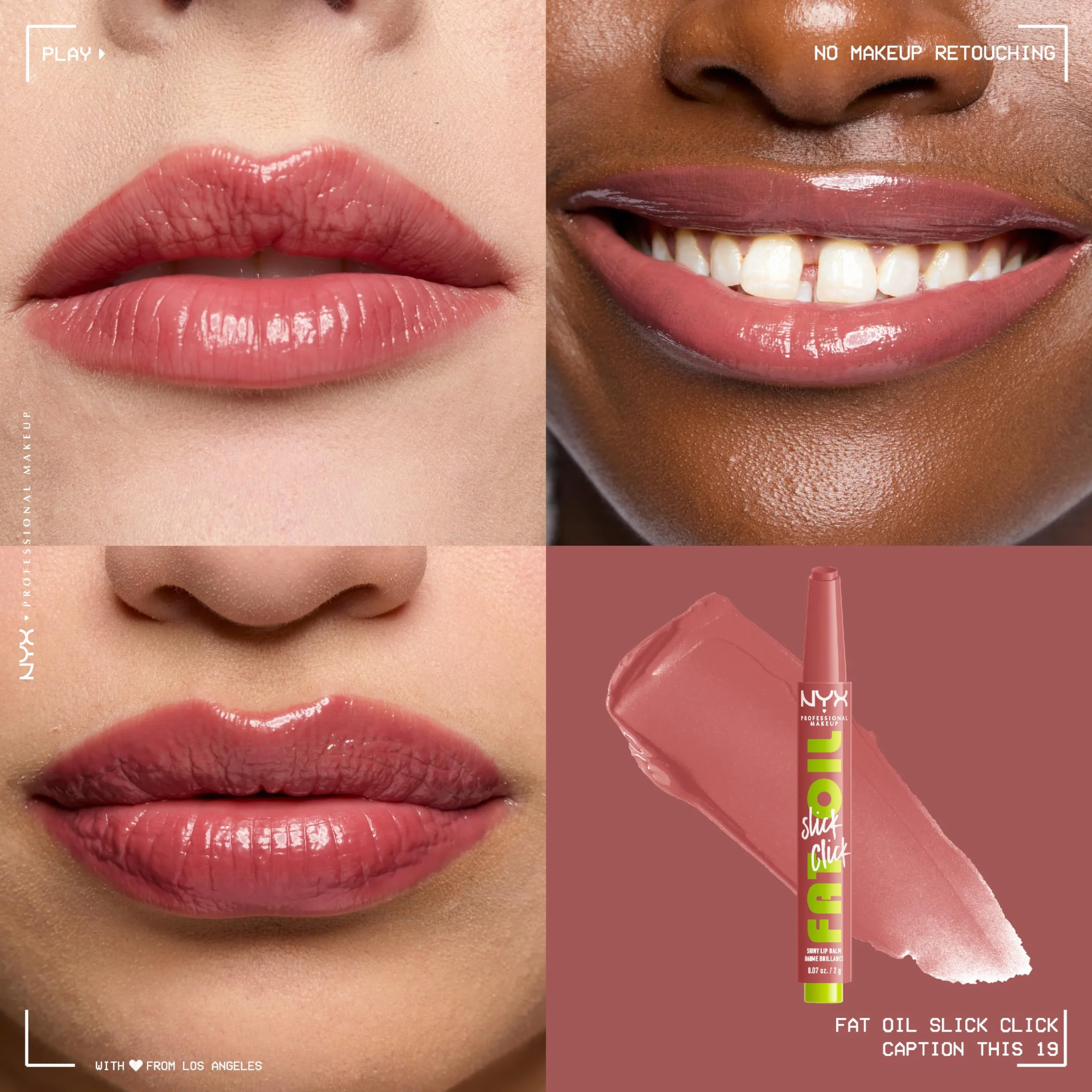 Nyx Professional Makeup - Przyciemniany balsam do ust - Przyciemniane i nawilżone usta - 12 godzin nawilżenia - Wzbogacony pigmentami - wegańska formuła - Fat Oil Slick Click- Odcień : Caption This