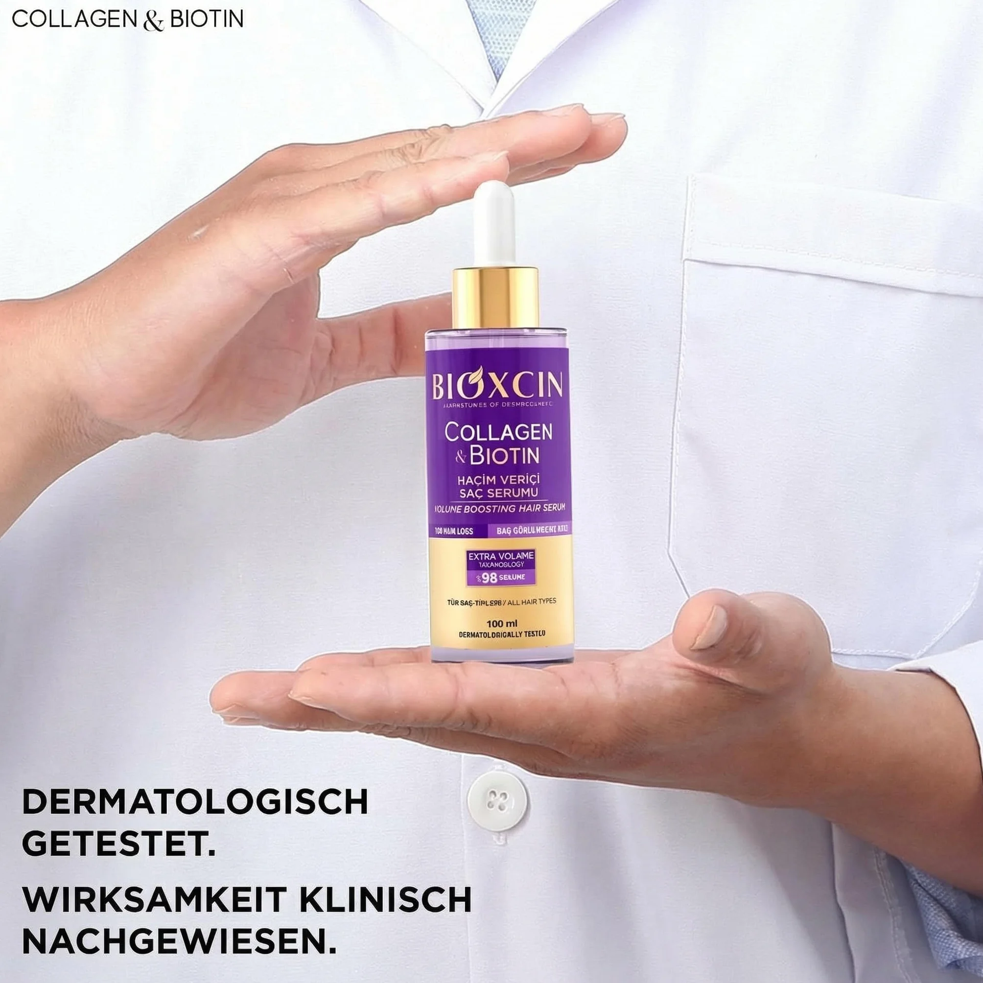 Bioxcin Kolagen i biotyna serum przeciw wypadaniu włosów 100 ml wzmacniające do cienkich włosów
