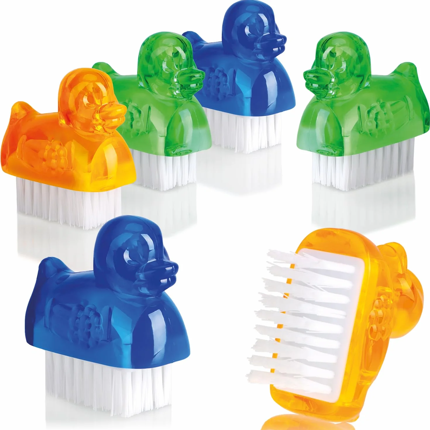 COM-FOUR® 6x mini szczoteczki do mycia rak w ksztalcie kaczki - szczoteczka do paznokci do czyszczenia dloni i paznokci - szczoteczki do czyszczenia w 3 kolorach