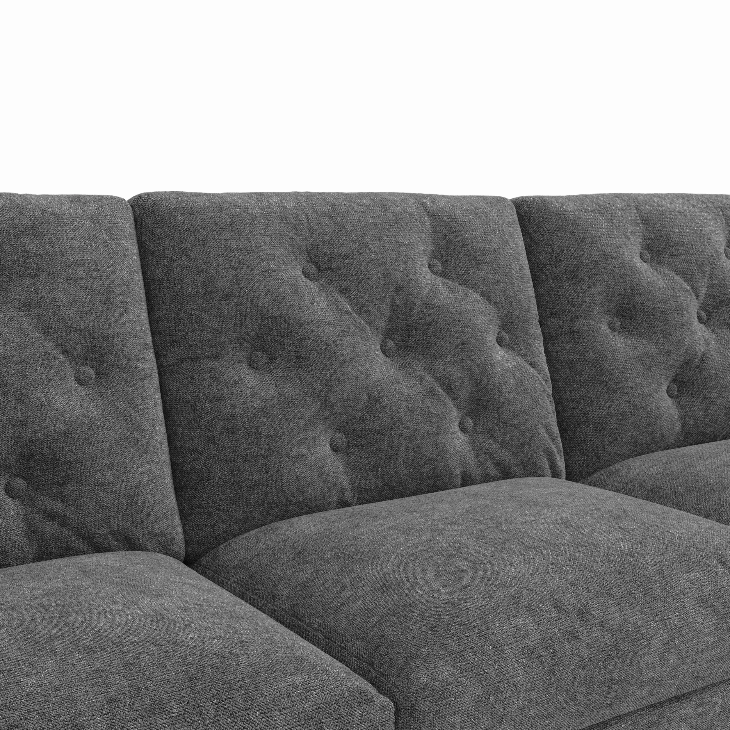 Aksamitna sofa L-kształtna z miejscem do przechowywania, regulowana, szara