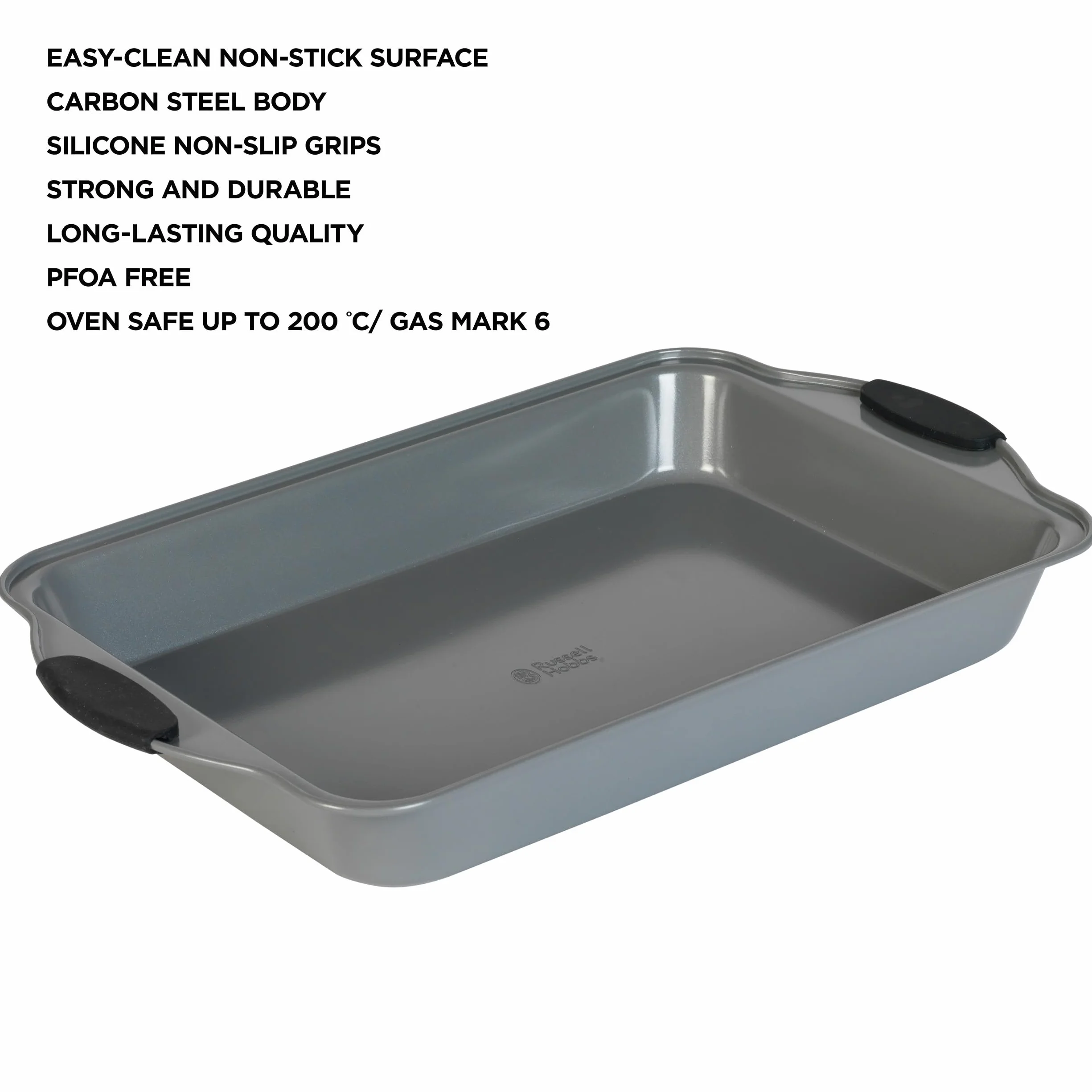 Russell Hobbs Pearlised Deep Roaster 40cm Non-Stick Carbon Steel Silicone Handles Matte Grey