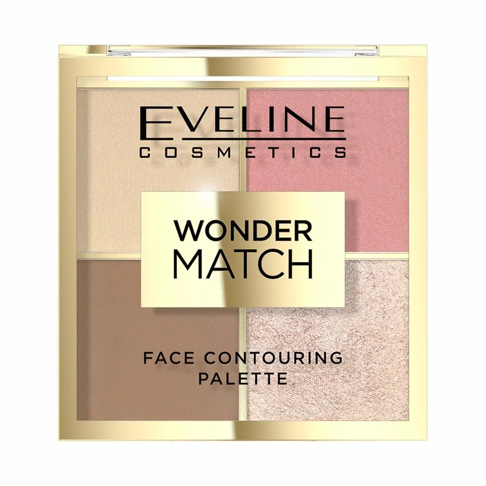 Eveline Cosmetics Wonder Match wielofunkcyjna wegańska paleta do twarzy z bronzerem, różem, rozświetlaczem i pudrem utrwalającym – o zapachu czekolady