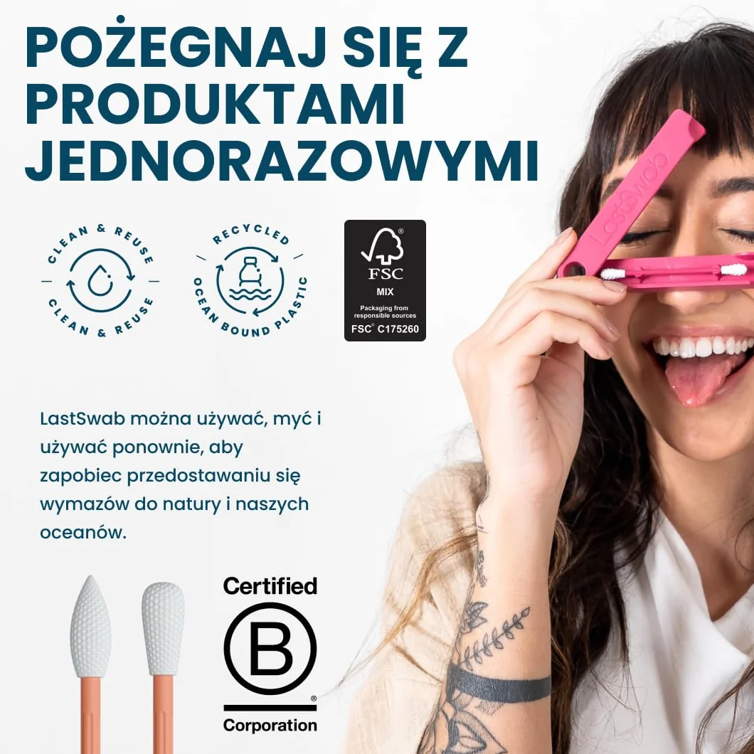 LastSwab Waciki wielokrotnego użytku do delikatnych i przyjaznych dla środowiska zabiegów pielęgnacyjnych - Trwała alternatywa dla jednorazowych Q Tips - zero odpadów i łatwa do czyszczenia