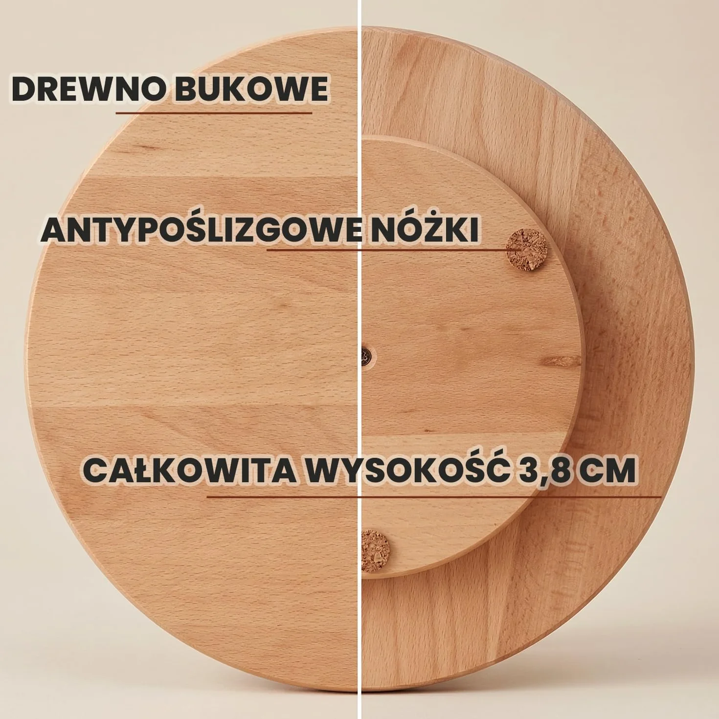 Drewniany talerz obrotowy 40 cm okrągła platforma do serwowania na stół
