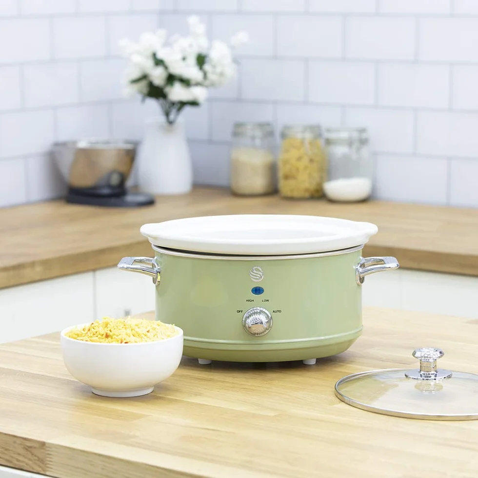 Swan Retro Wolnostojący garnek 3,5L Slow Cooker, Zielony, 200W