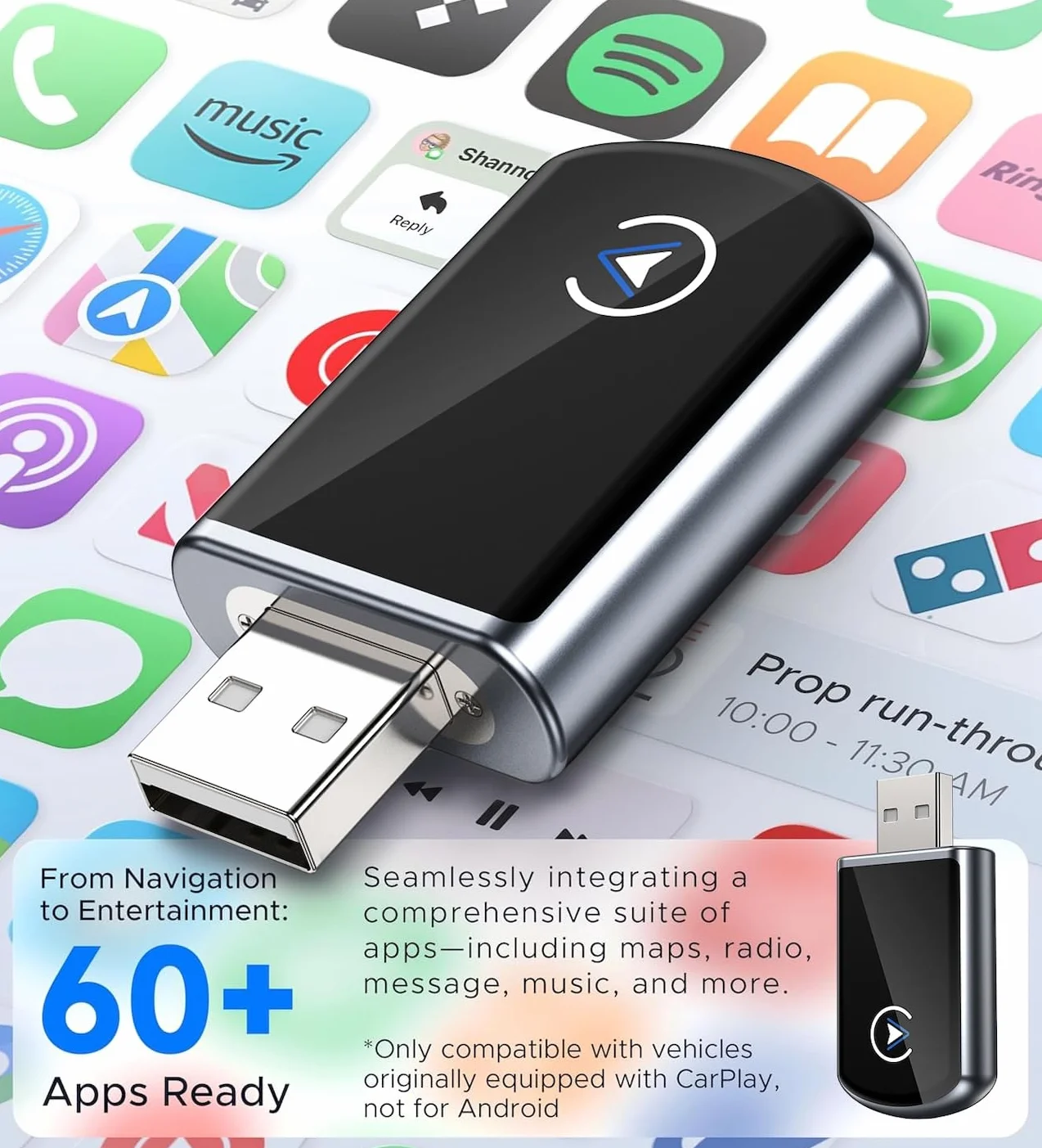 CarPlay bezprzewodowy klucz sprzętowy,szybka reakcja, szybkość transferu 5,0 GHz, automatyczne połączenie, asystent głosowy, plug-and-play,kompatybilny z aktualizacją OTA
