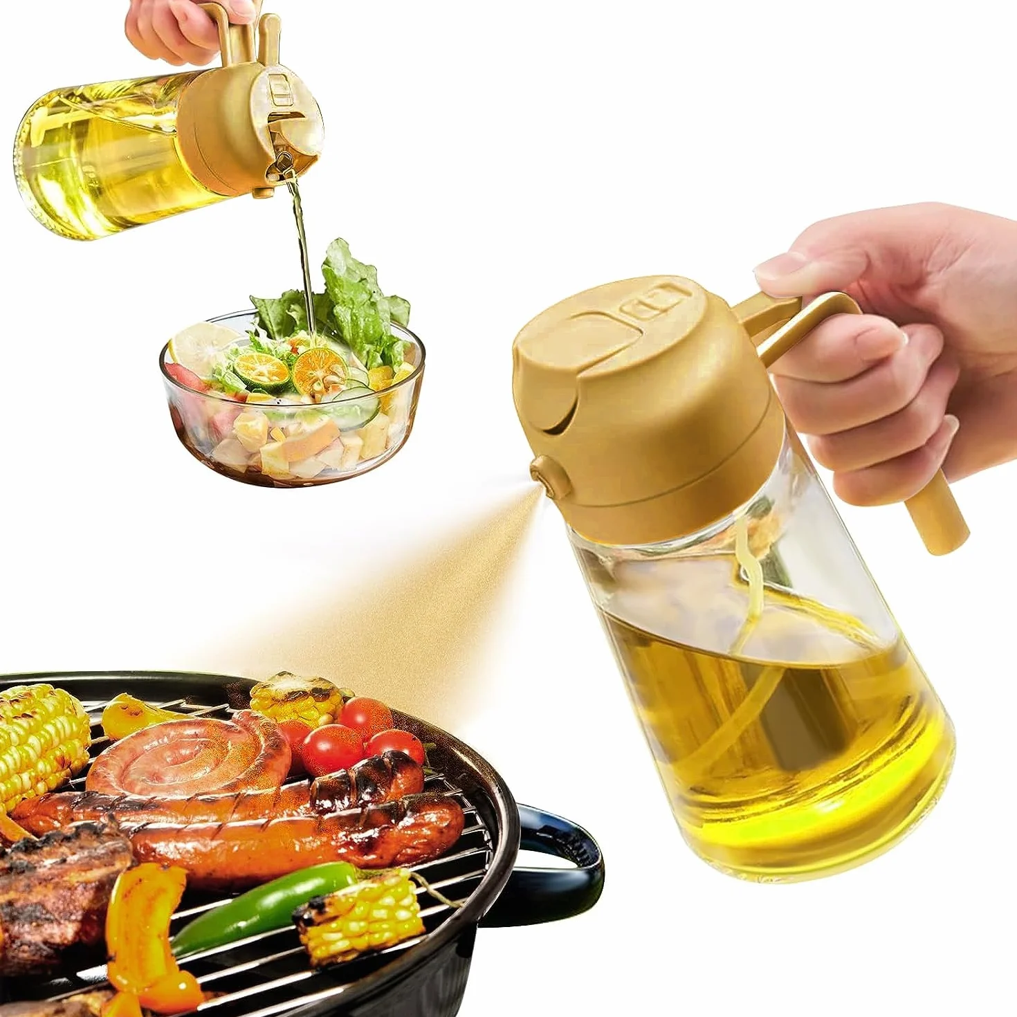 Tofern Szklany rozpylacz oleju 470 ml do gotowania, frytownicy powietrznej, sałatek