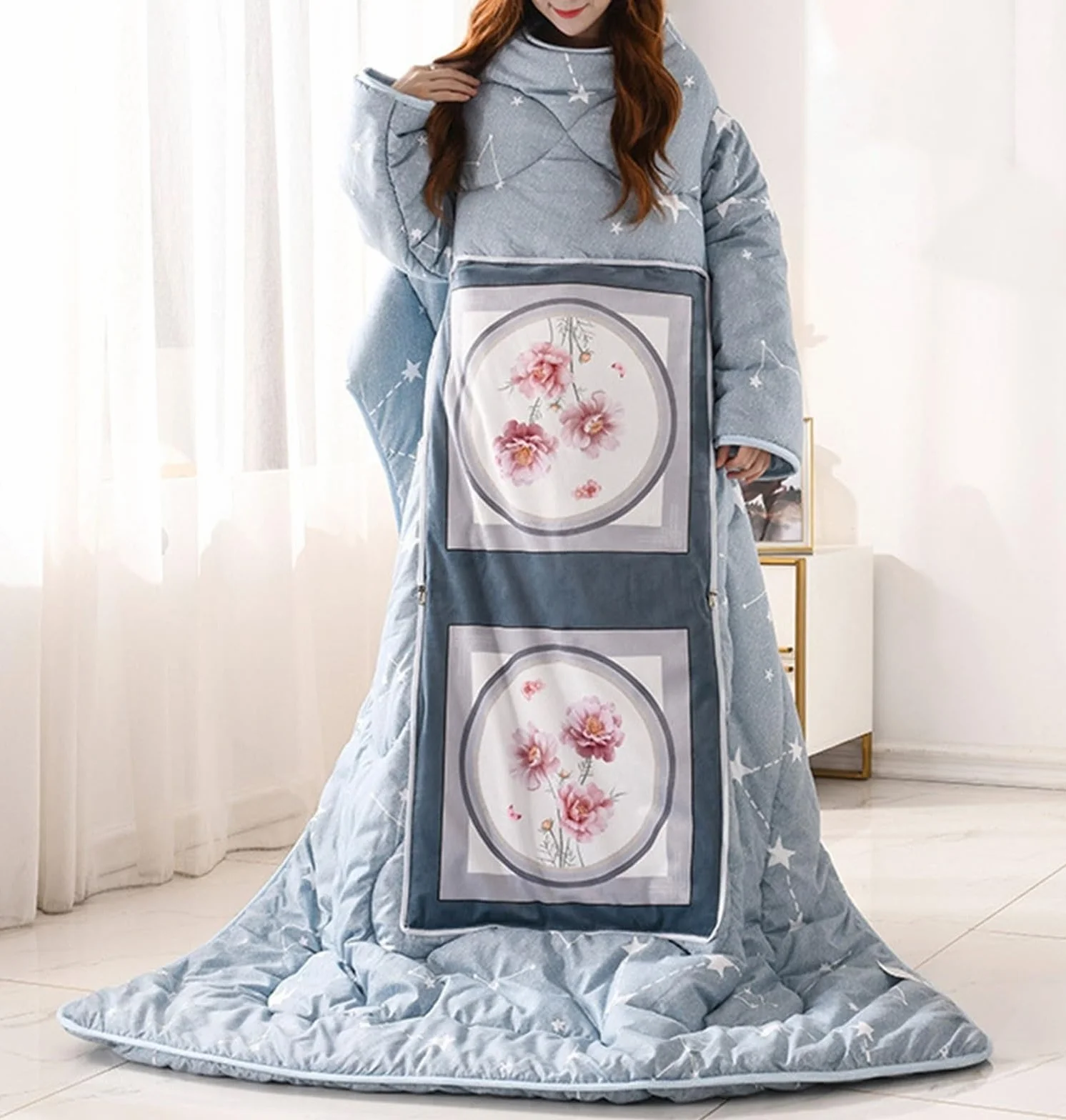 Leniwa Kołdra Z Rękawami, Zimowa Ciepła, Zagęszczona, Miękka Do Noszenia Na Kanapę Dla Dorosłych (Color : B, Size : 47.2 * 63in)