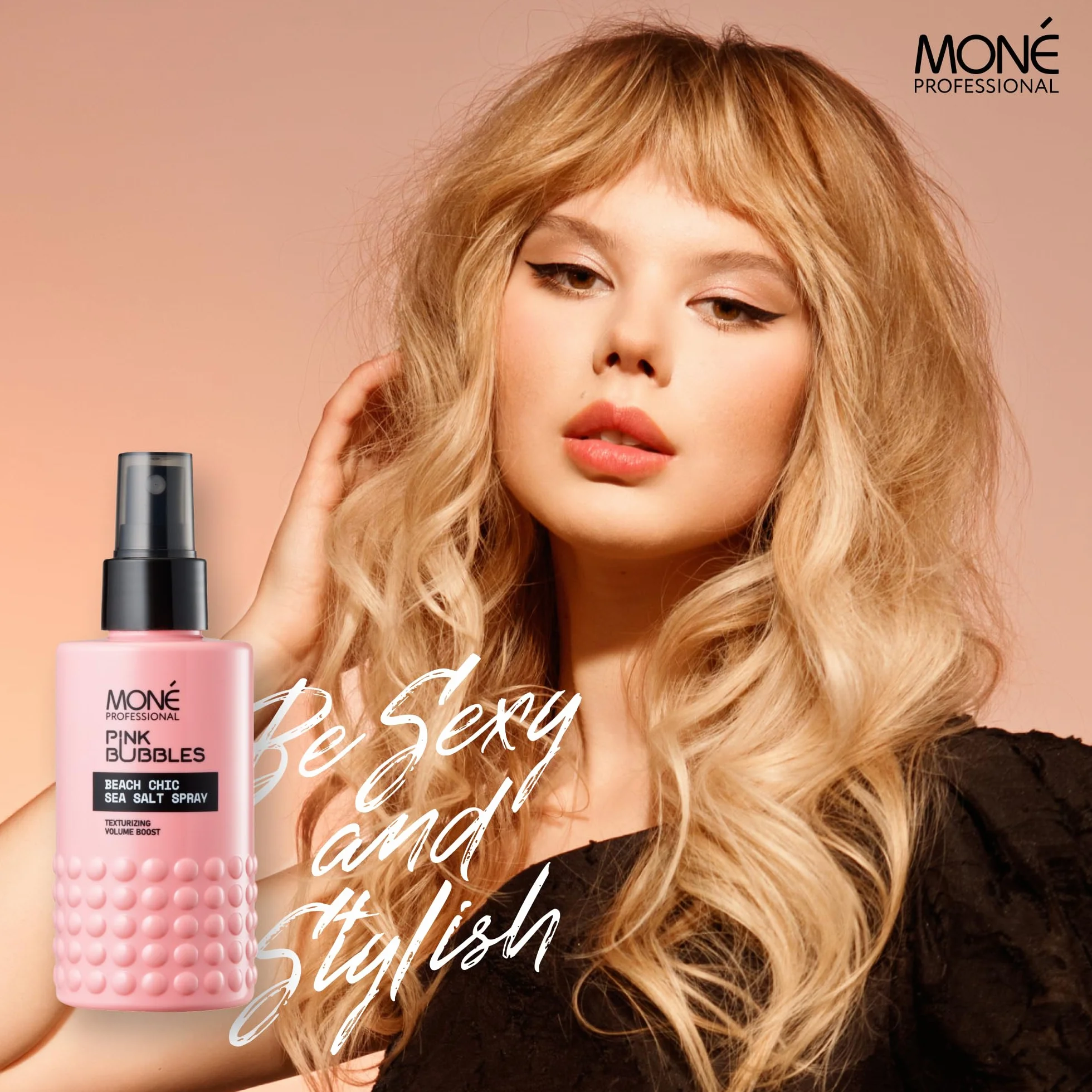 MONÉ PROFESSIONAL spray do stylizacji wody morskiej, soli morskiej, stylizacja włosów, efekt plaży z falowaniem włosów, cienkimi lub grubymi, 150 ml