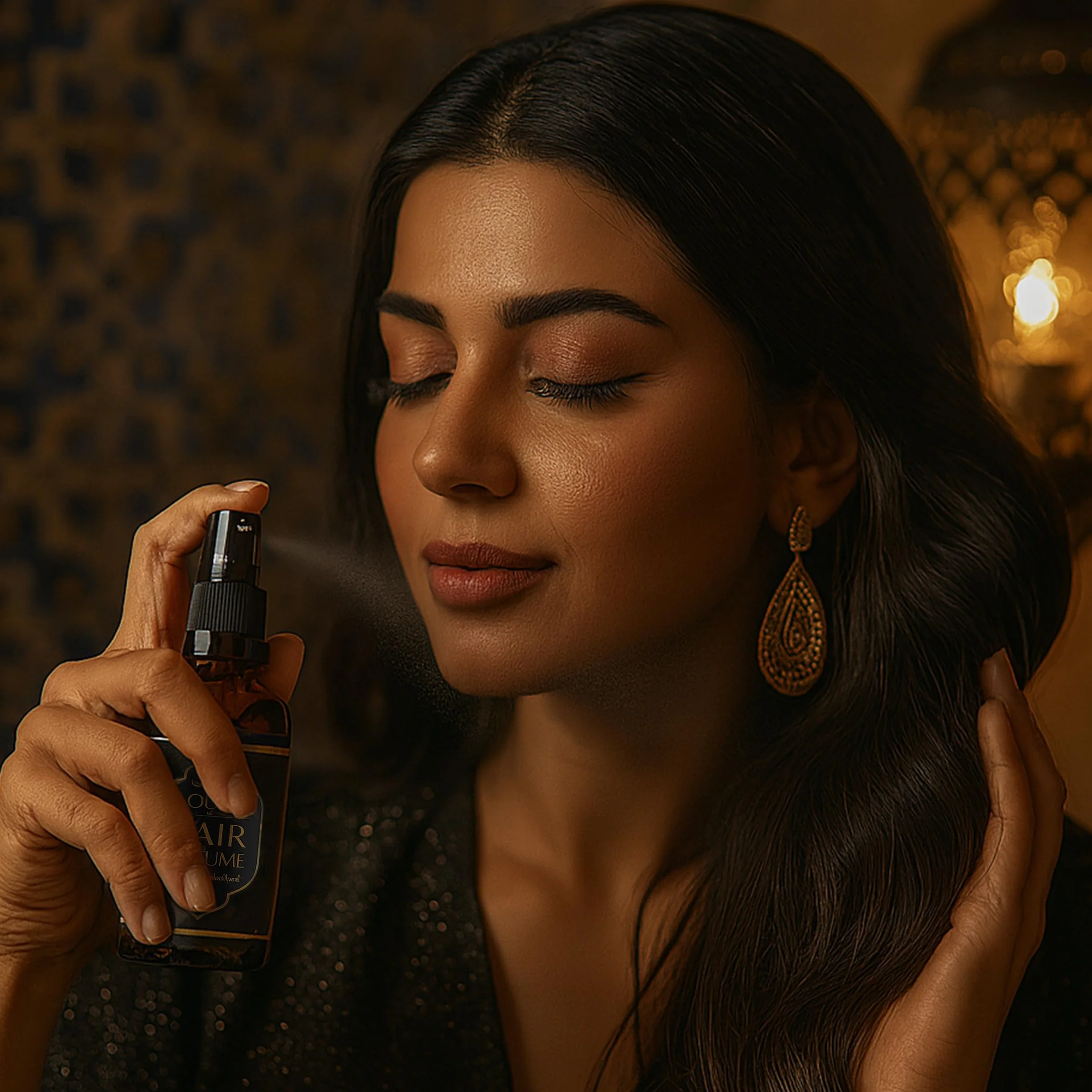 Perfumy do włosów OUD perfumy do włosów dla kobiet [BEZ ALKOHOLU] Spray Zapachowy zapach orientalny arabski - wyprodukowano w Dubaju (3 rozmiary mniejszych)