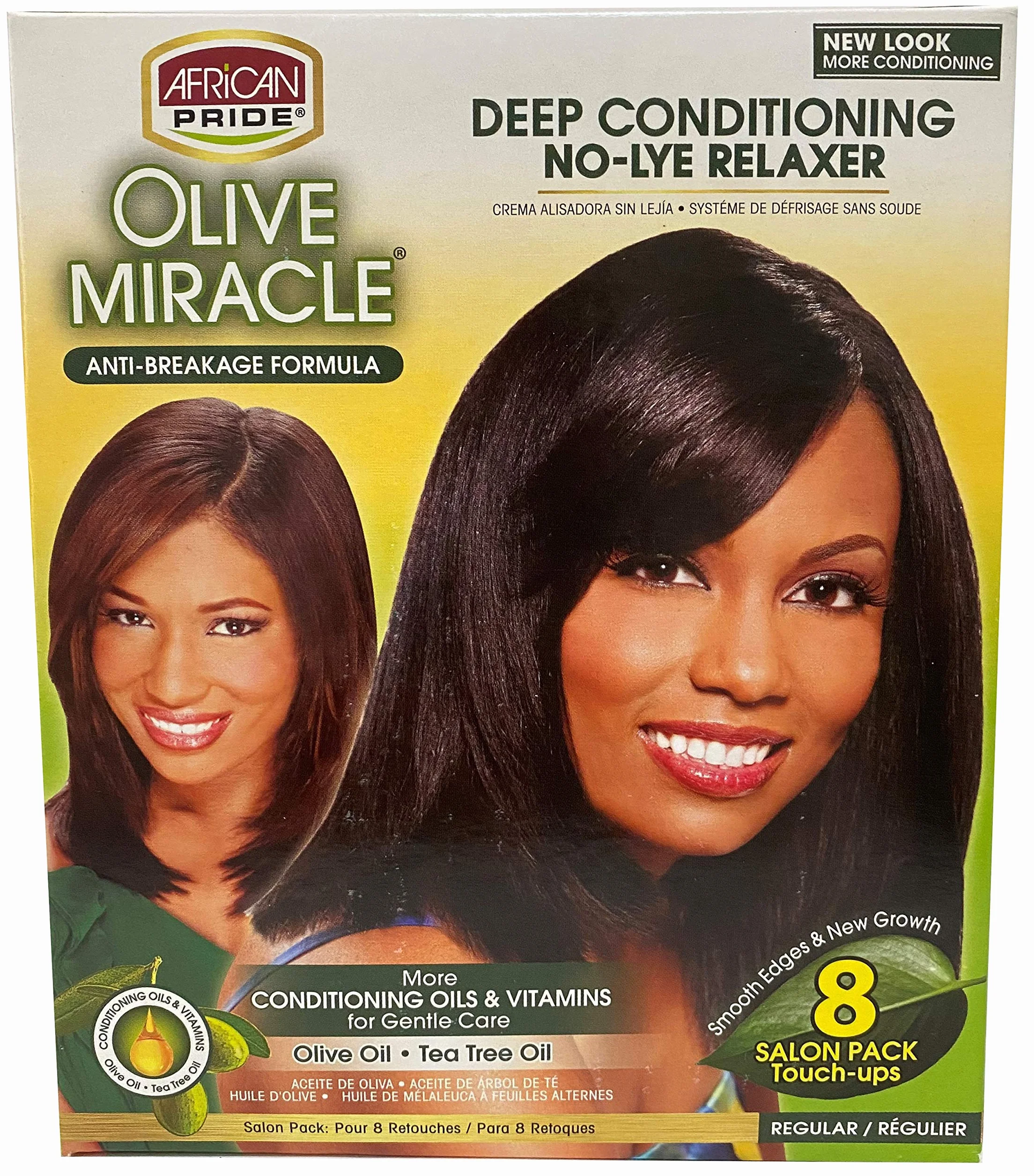 African Pride Olive Miracle Deep Conditioning No-Lye Relaxer - Regular Kit 8 African Pride