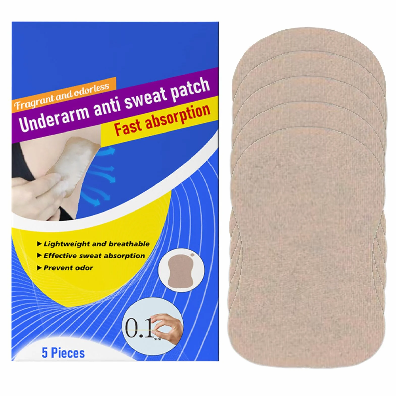 Wkładki przeciwpotowe pod pachami, Wkładki przeciwpotowe Pod pachami Niewidoczne,5 szt. Łatek przeciwpotowych Wkładki przeciwpotowe - Sweat Guard Soft redukuje nieprzyjemny zapach,