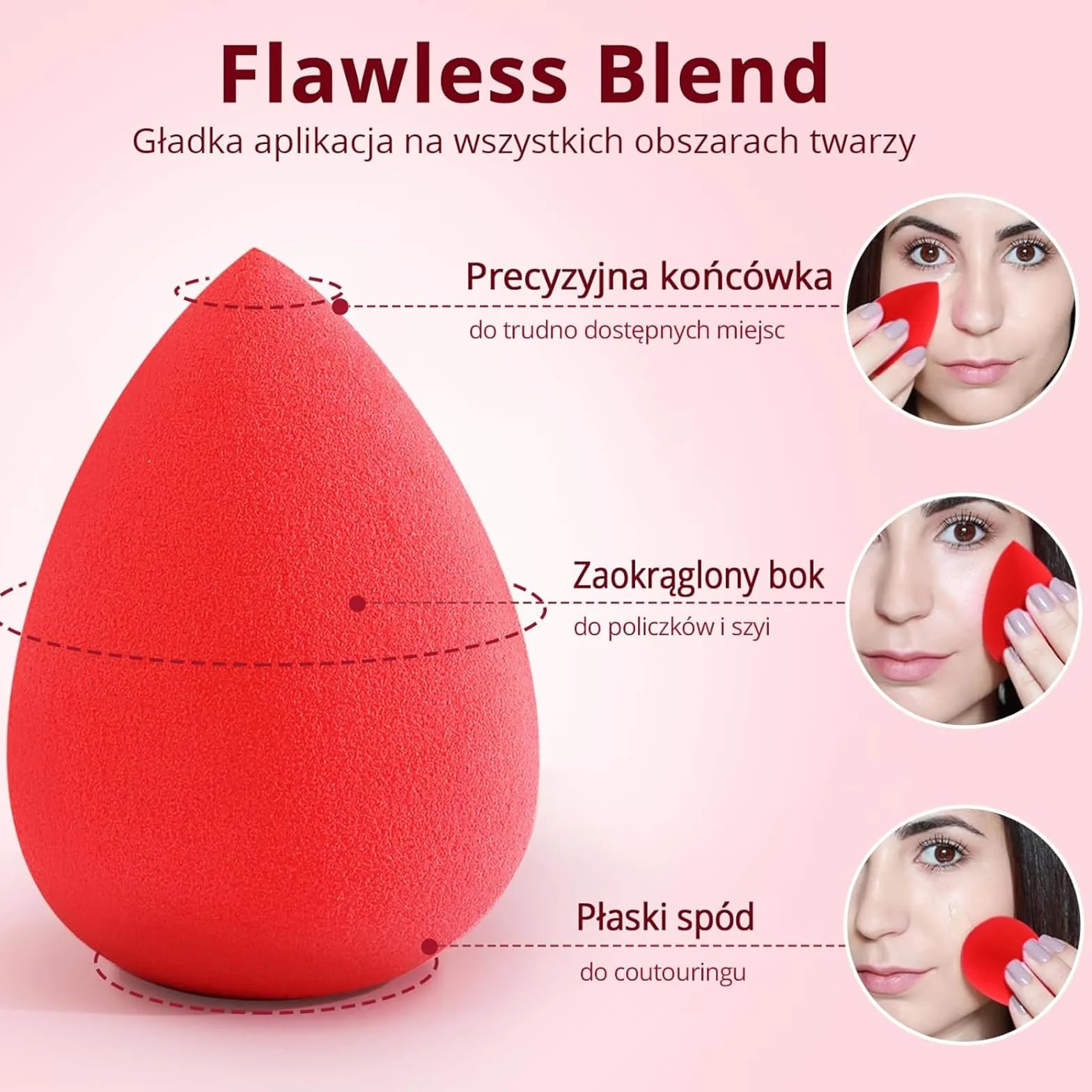 BEAKEY Beauty zestaw gąbek do makijażu, wielokolorowa gąbka do podkładu, idealna do płynów, kremów i pudru, 5 sztuk