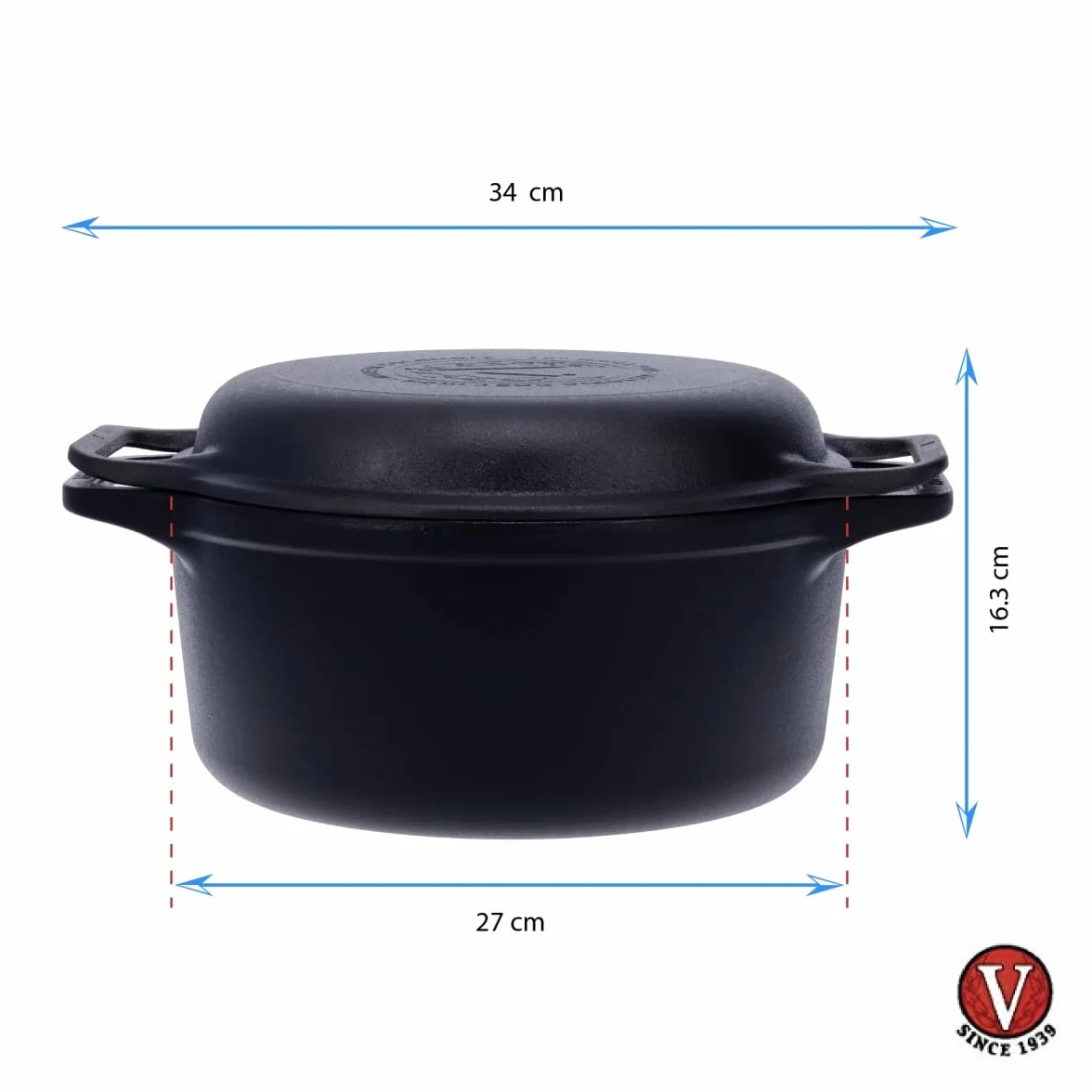Victoria Garnek żeliwny emaliowany 27 cm Cocotte 5,7 l zestaw 2 szt.