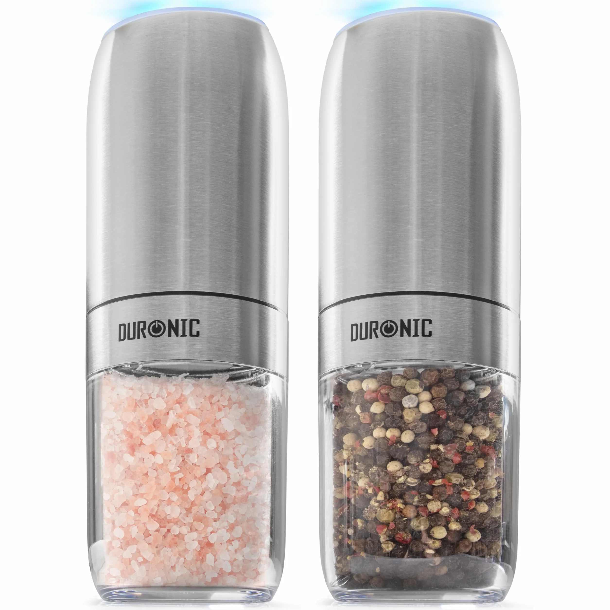Duronic EMB2 Automatyczny elektryczny młynek do soli i pieprzu 150 ml grawitacyjny LED z regulacją mielenia