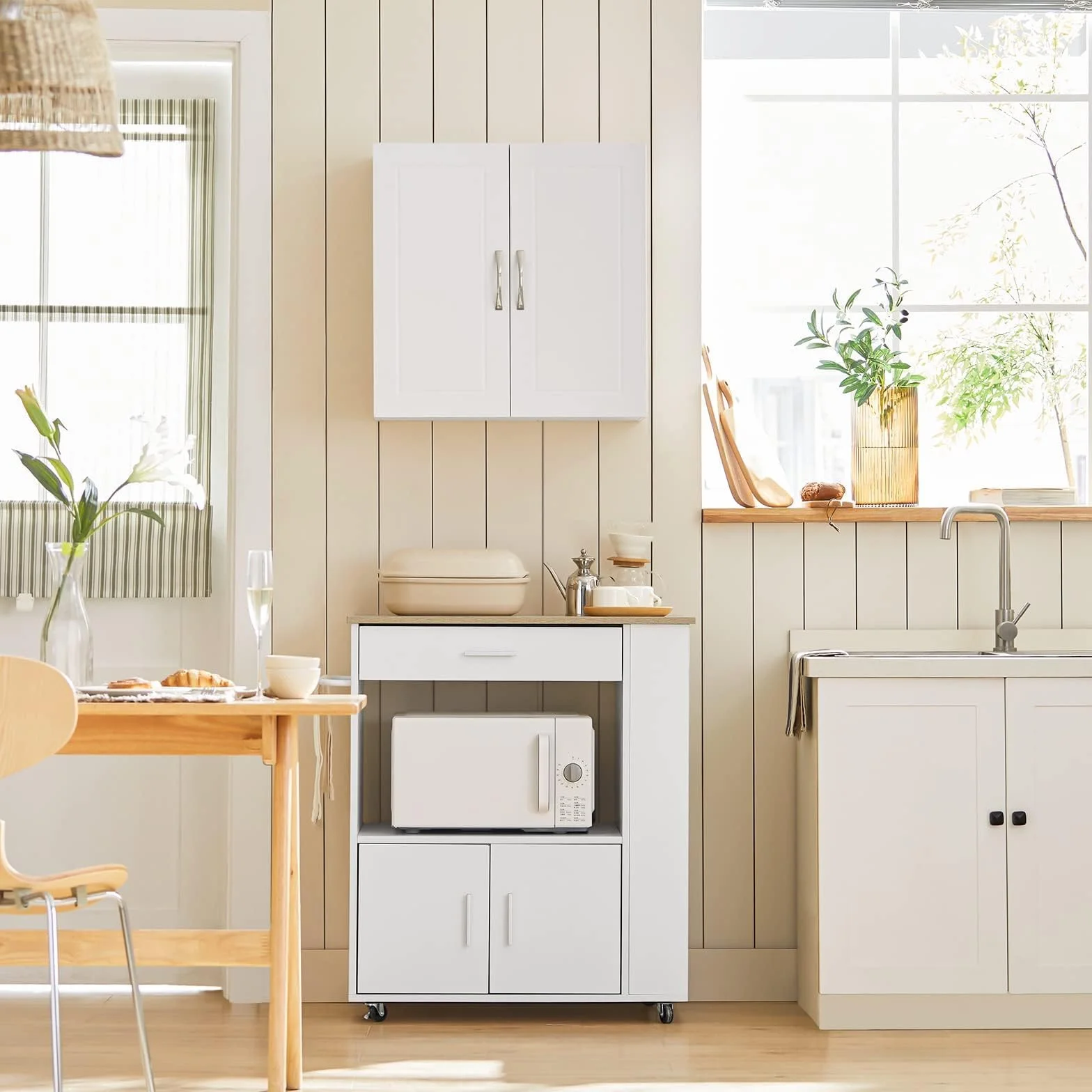 SoBuy FRG231-W szafka wisząca szafka ścienna szafka łazienkowa z dwojgiem drzwi, szafka kuchenna, szafka na lekarstwa meble łazienkowe Biały, 60 x 60 x 30 cm