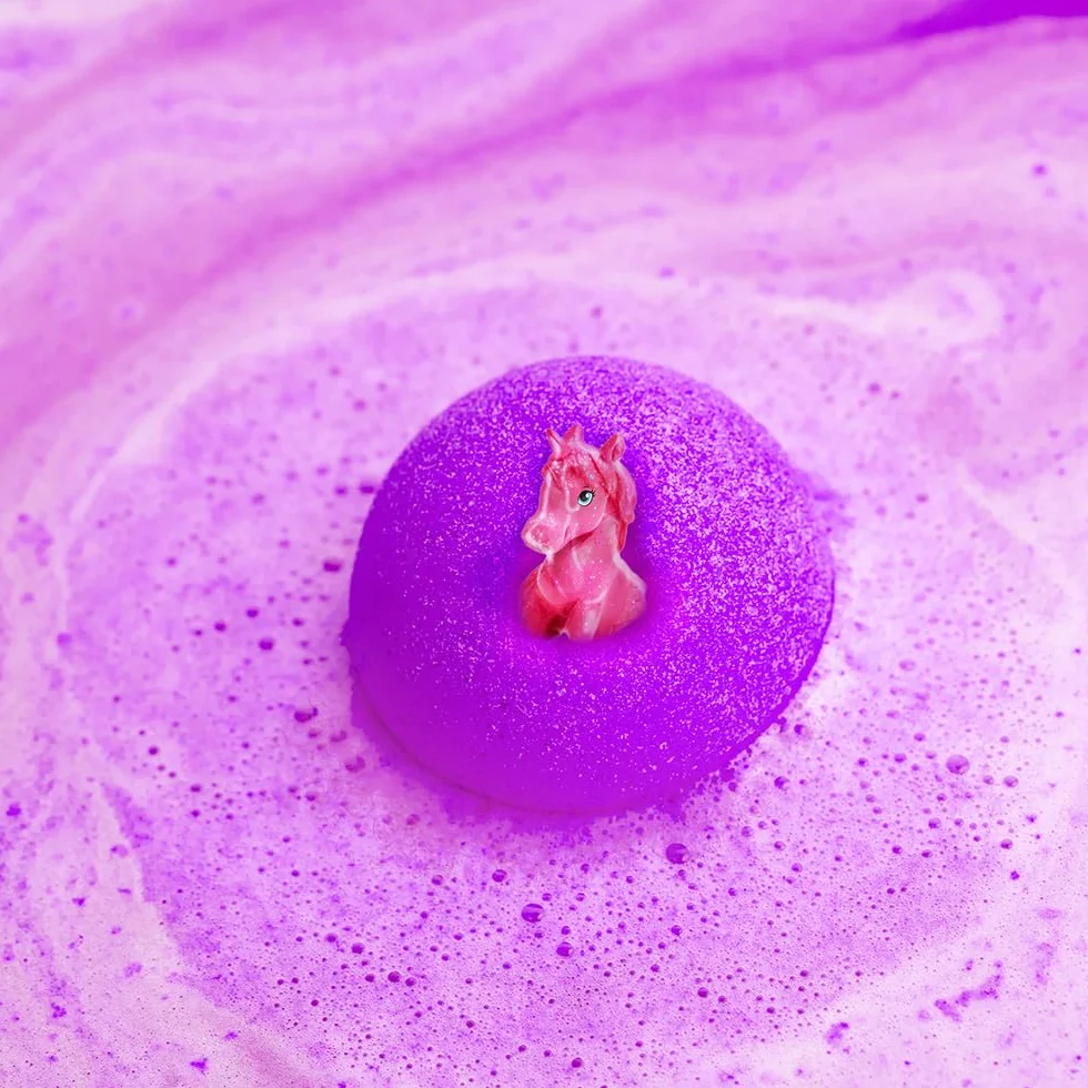 ZIMPLI - Large Unicorn Surprise Bath Bomb, 1 z 6 zabawek‑jednorożców do zebrania, 1 zabawka w każdej kuli Baff Bombz, kolekcjonerska zabawka do kąpieli dla dzieci