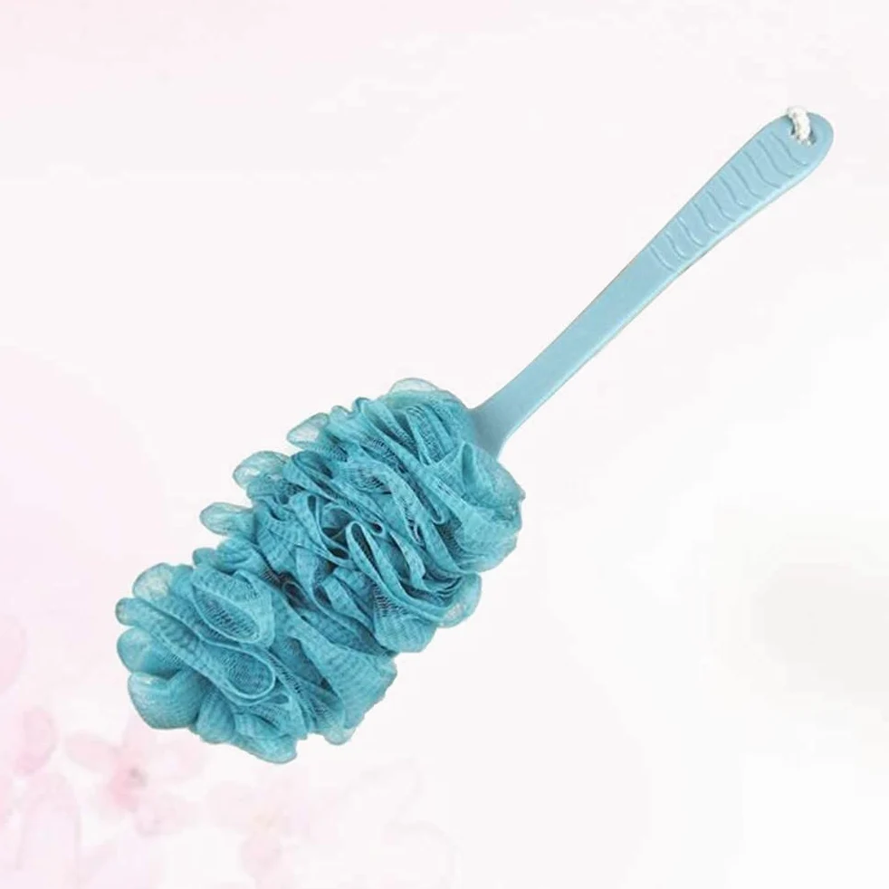 Szczotka do kąpieli z gąbką z uchwytem do kąpieli Długi złuszczający szczoteczka do kąpieli Body Washin (niebieski) Szczotki do kąpieli i ciała