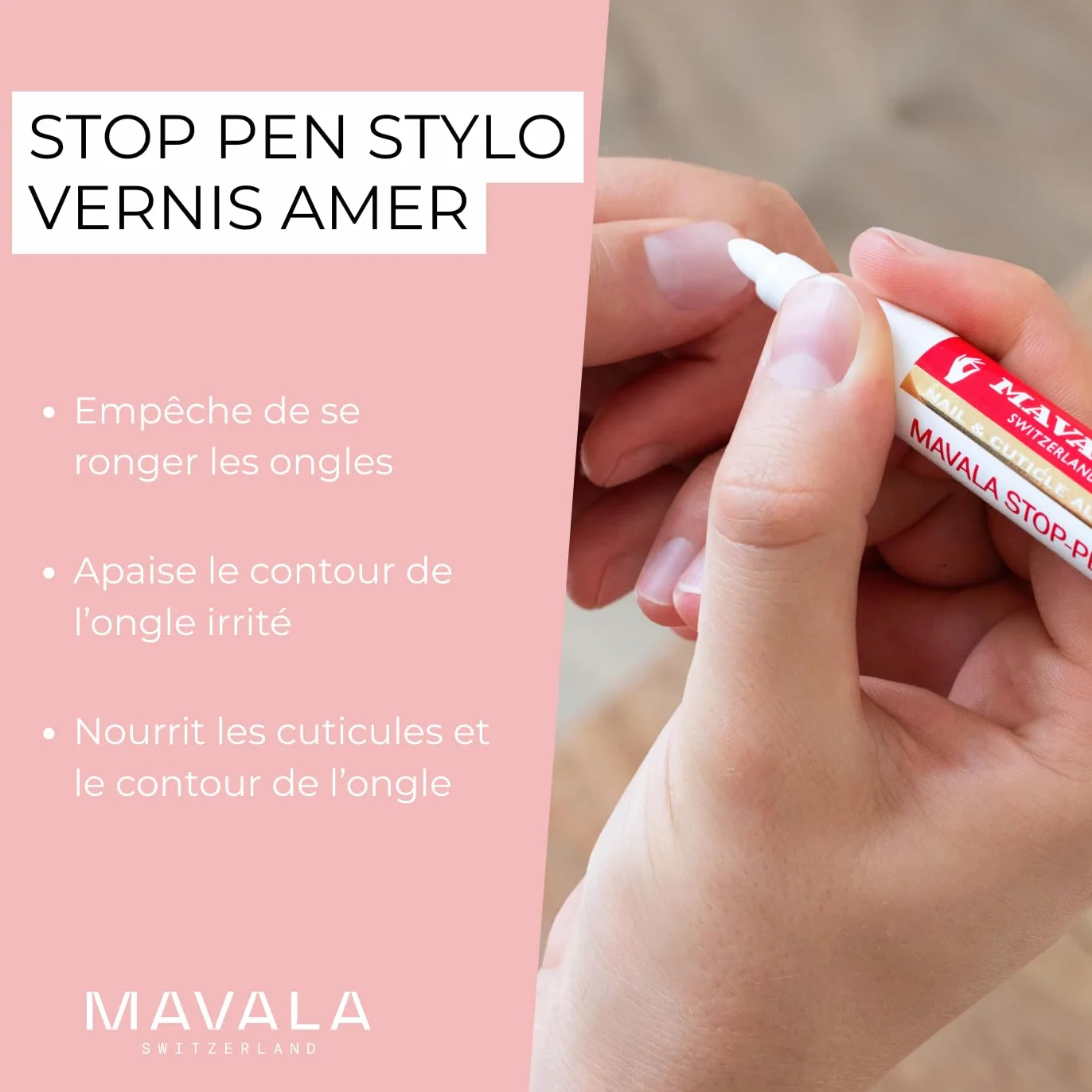 Mavala - Mavala Stop-Pen Aplikator Pen - Zatrzymaj chęć obgryzania paznokci i odżywia naskórek - Wodna formuła gorzkiego smaku z ekstraktem roślinnym