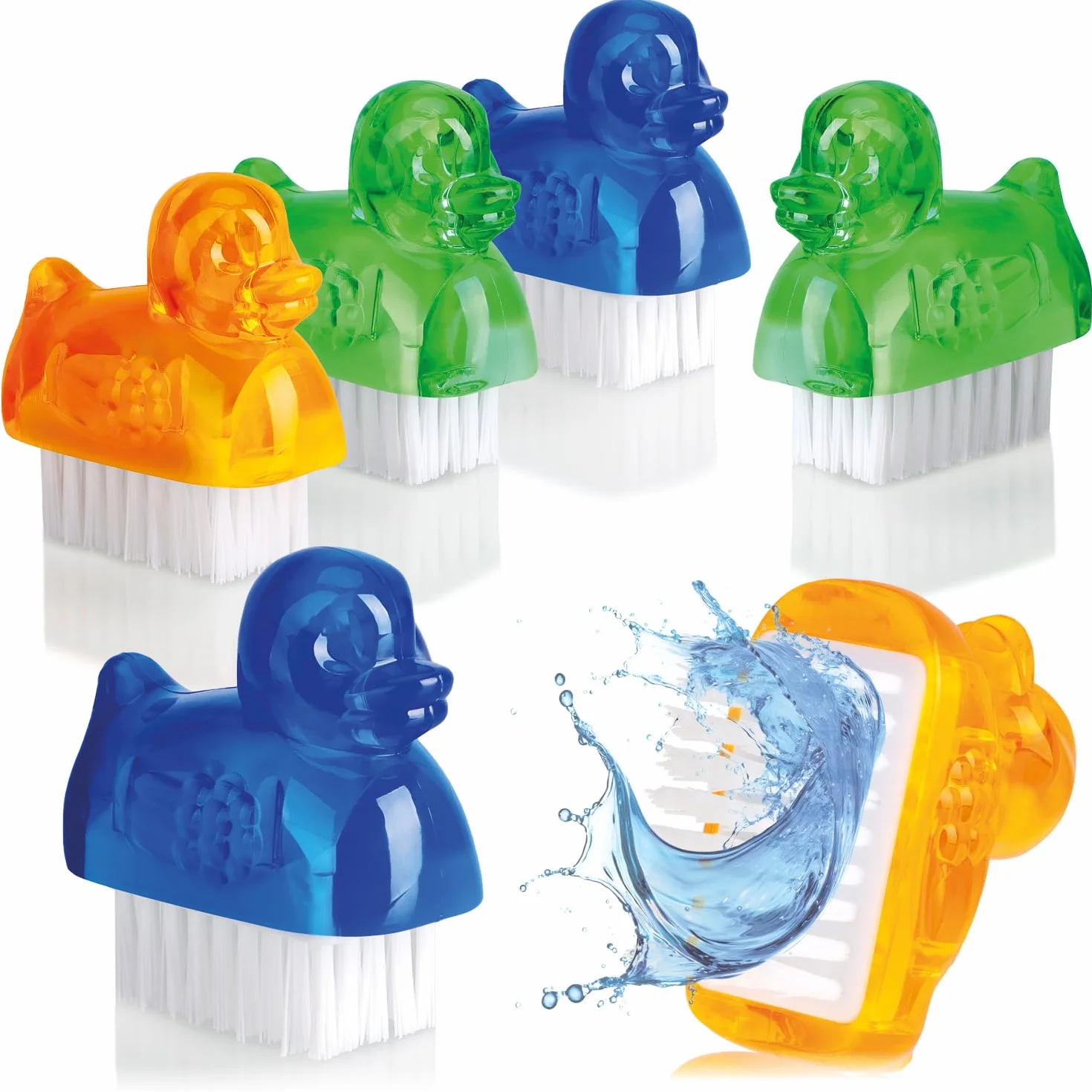 COM-FOUR® 6x mini szczoteczki do mycia rak w ksztalcie kaczki - szczoteczka do paznokci do czyszczenia dloni i paznokci - szczoteczki do czyszczenia w 3 kolorach