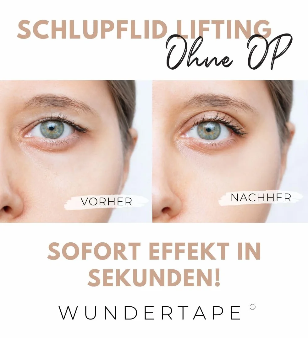 WUNDERTAPE Paski do opadających powiek, Clear & STRONG taśma do liftingu powiek bez operacji! (wodoodporne, utrzymują się przez 24 godziny, podwójne taśmy liftingujące) taśma do powiek (120 M+L+XL)