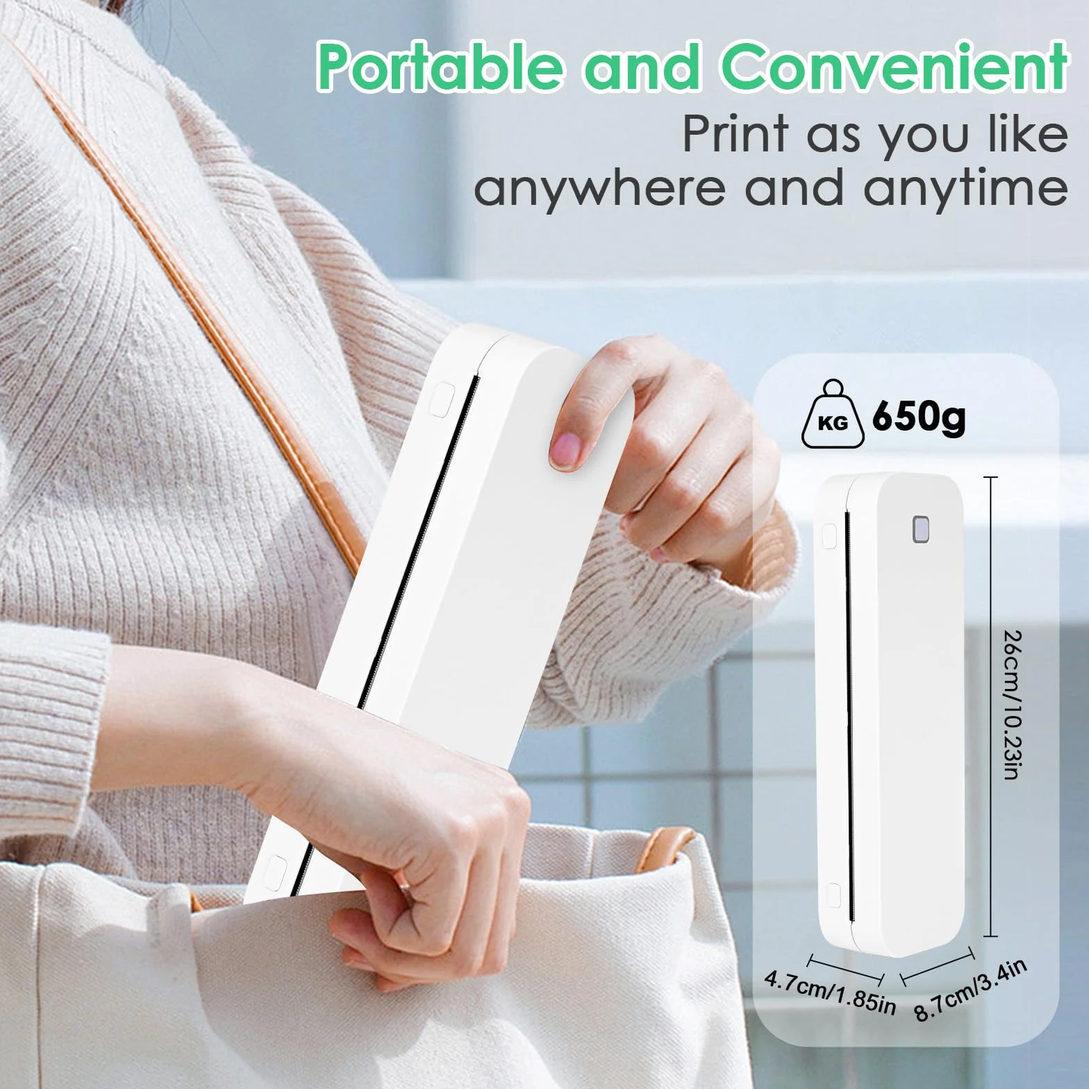 GuKKK Przenośna drukarka termiczna A4, mała drukarka termiczna z Bluetooth, mobilna drukarka bezprzewodowa, obsługuje drukarkę termiczną A4 210 x 297 mm, kompatybilna z systemem Android i iOS, do