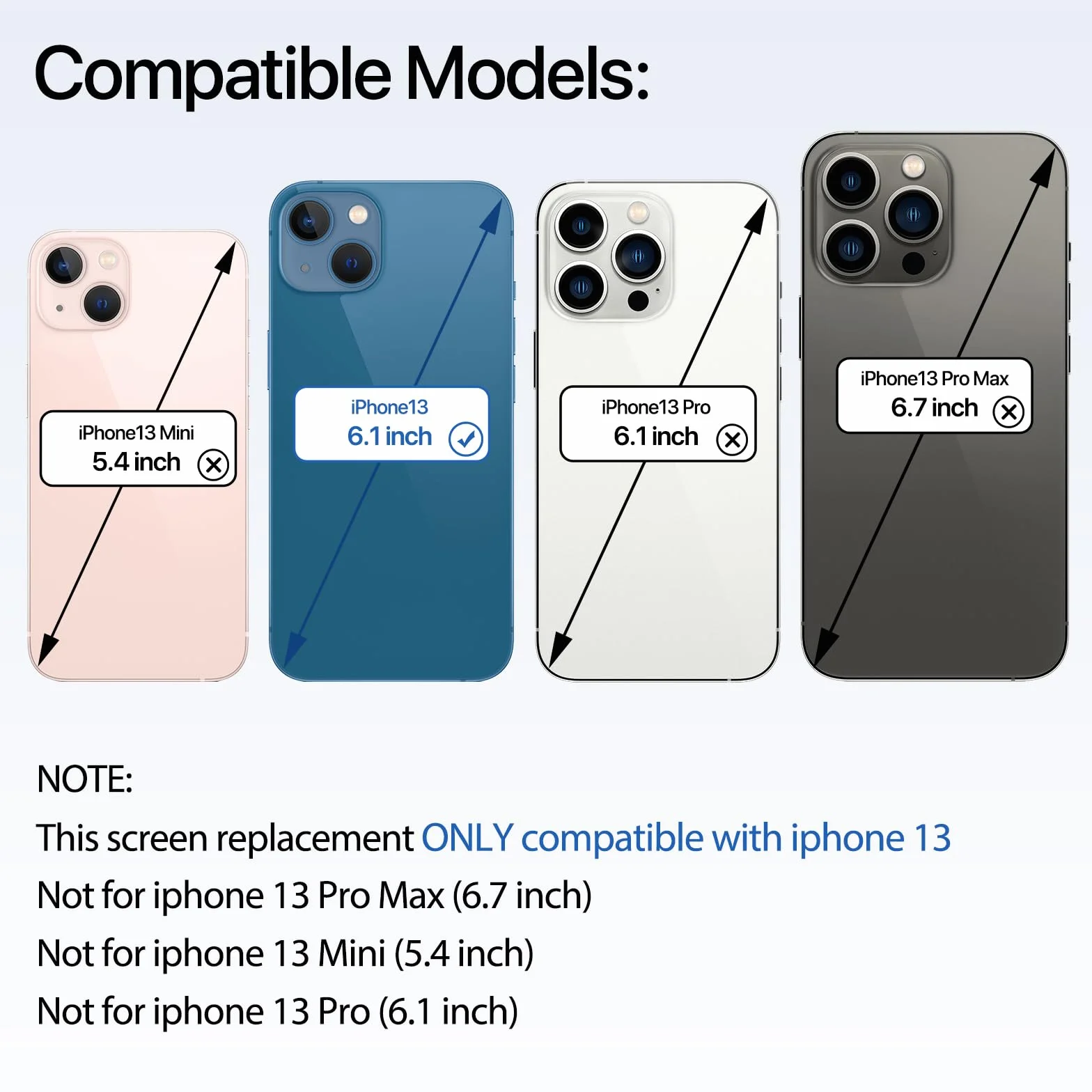 Ekran dotykowy LCD iPhone 13, ekran dotykowy Digitizer Assembly z kompletnym zestawem naprawczym + ochraniacz ekranu + wodoodporny klej
