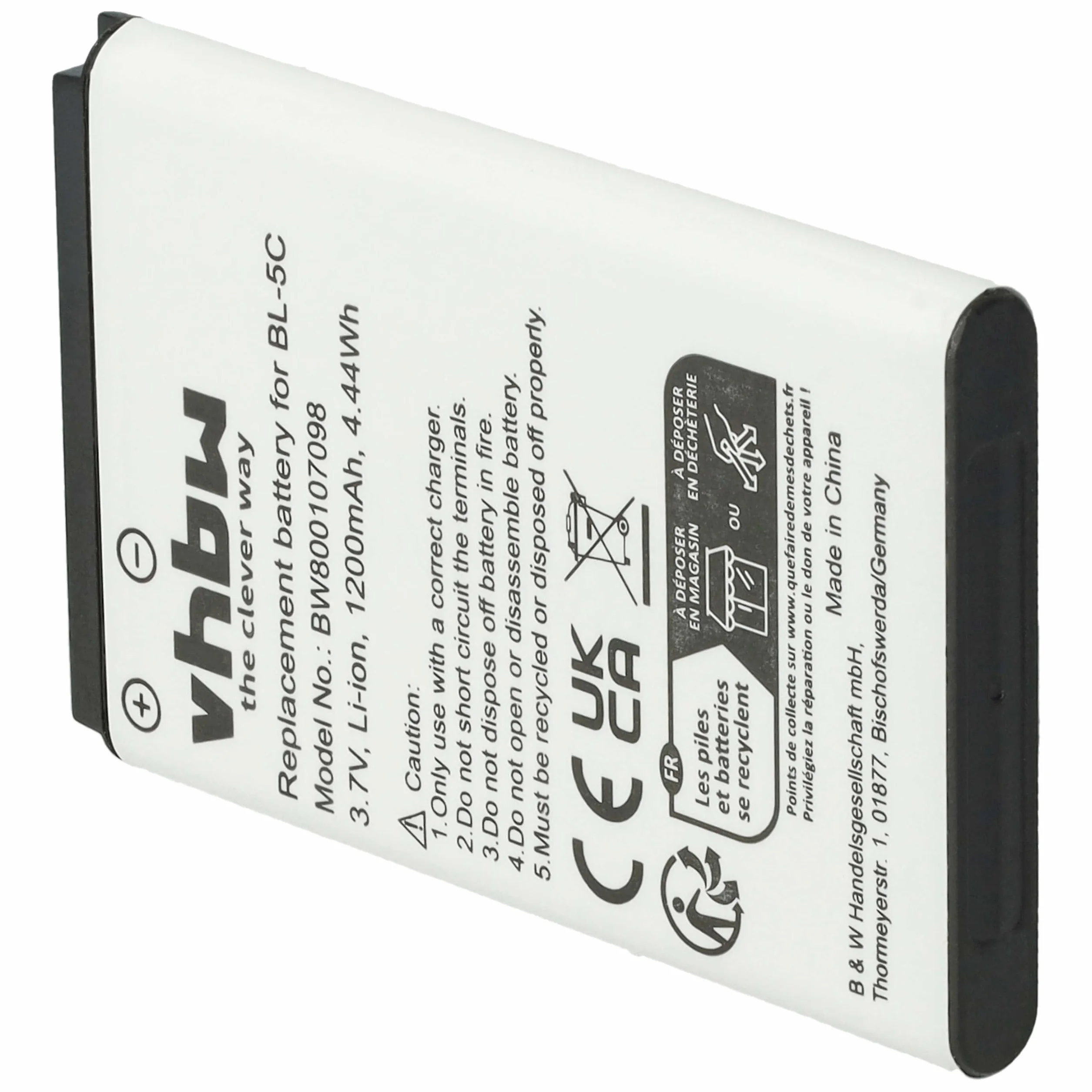 vhbw Bateria kompatybilna z urządzeniem nawigacyjnym Becker Mamba, Mamba.4 CE LMU EU - zamiennik do C533457105T, 300D006018F (1200mAh, 3,7V, litowo-jonowa)