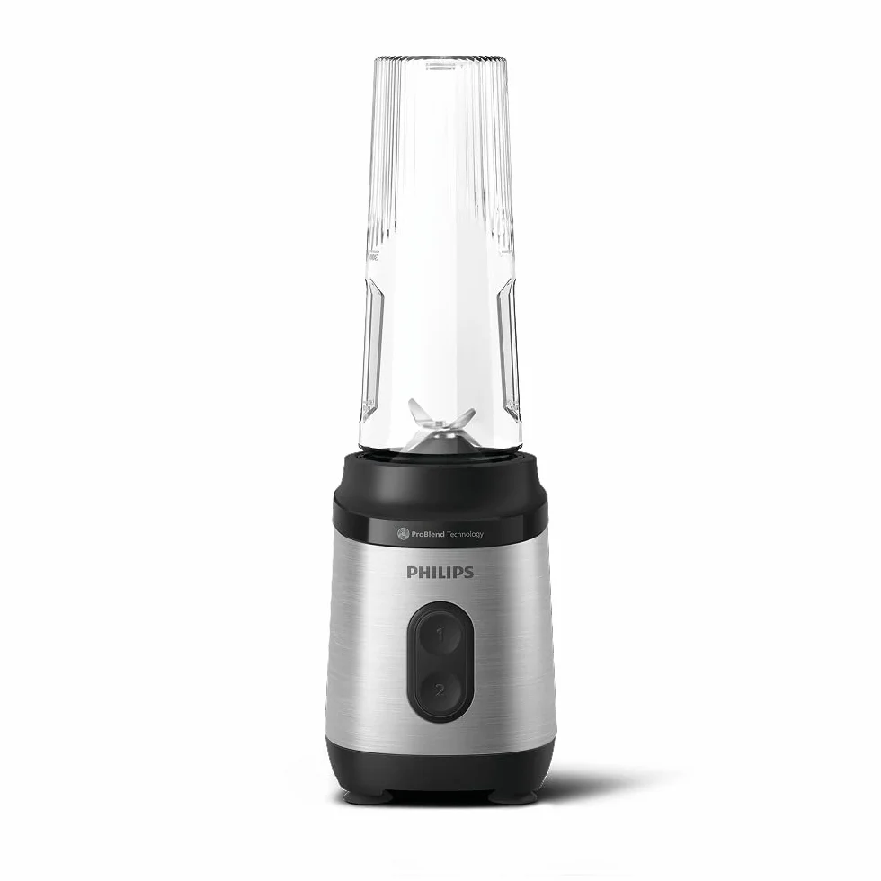 Philips Blend & Go Seria 3000 Mini Blender do Smoothie 350W 0,6L 4-ramienne Odłączane Ostrza 2 Prędkości ProBlend Srebrny