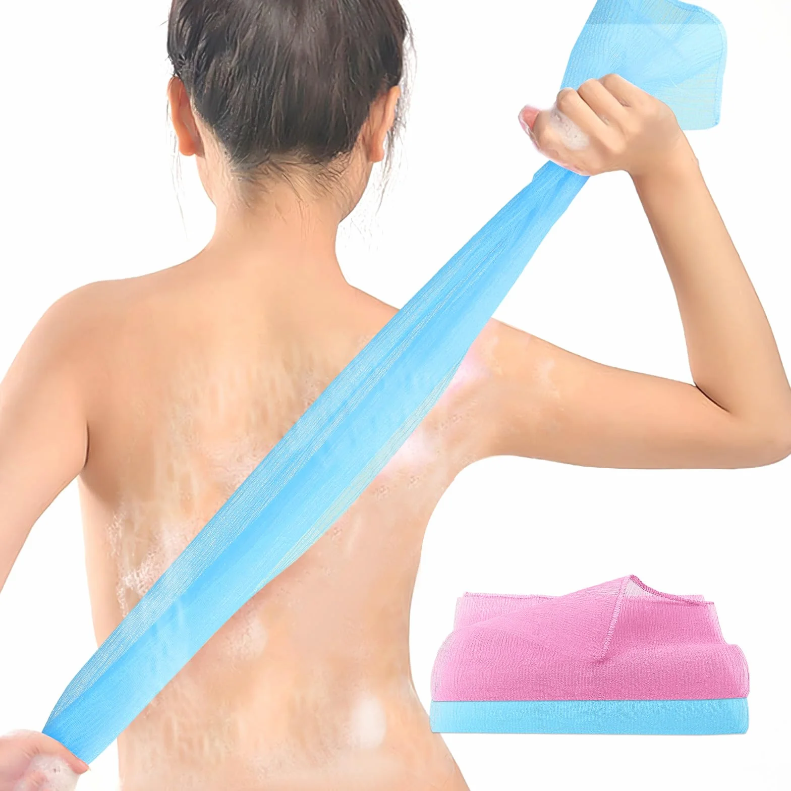 Gjinxi 2 szt. złuszczająca myjka japońska szczotka do ciała ręcznik kąpielowy nylon luffah ręcznik złuszczający ręczniki prysznicowe dla mężczyzn kobiet martwy naskórek usuń