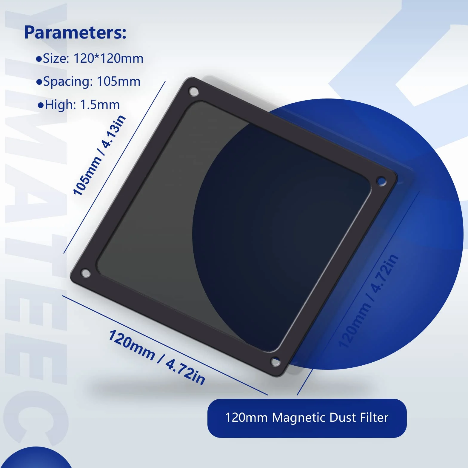 PC Filtr przeciwpyłowy Magnetyczny filtr wentylatora 120 mm, 5 szt. Nylonowy filtr przeciwkurzowy do obudowy komputera Filtr chłodzący komputera PC (Nyl, 120x120 mm, 5 szt., Czarny)