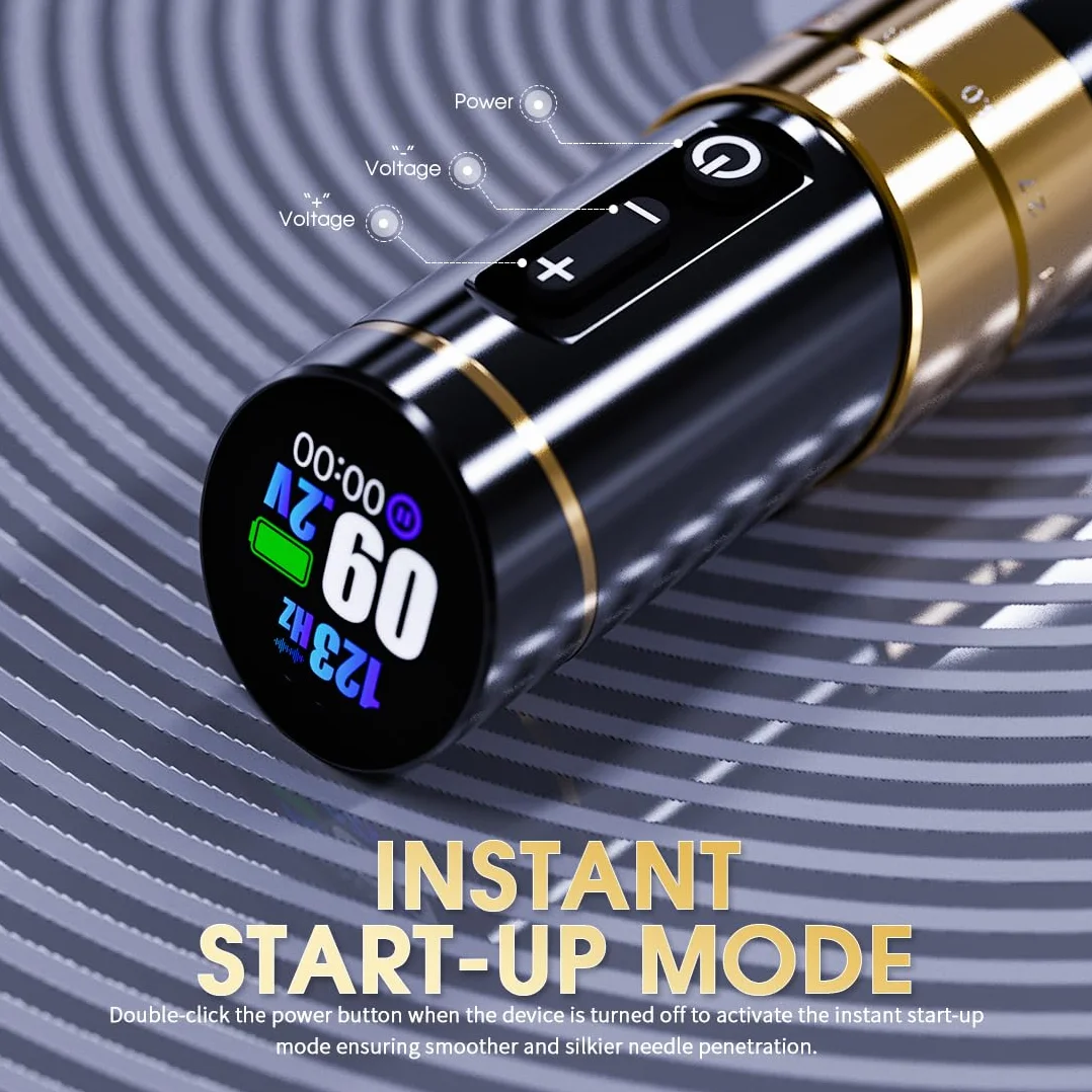 Mast Flip3 Wireless Tattoo Machine Gun Rotary Tattoo Cartridges Pen with 7Adjustable Strokes 2.4mm - 4.2mm with 2ps 1800mAh Battery Power Supply for Beginners and Tattoo Artist