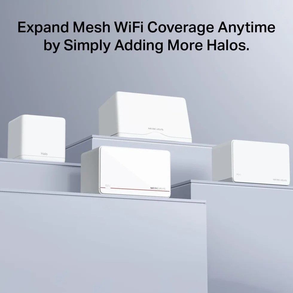 Mercusys TP-Link Halo H37BE Mesh Wi-Fi 7 BE6500Mbps Dual-Band, 2 x 2,5 G porty WAN/LAN, 1 x Gigabit Port WAN/LAN, pokrycie do 650 m2, 4K-QAM, MLO, Multi-RUs, OFDMA, sterowanie aplikacją, WPA3-SAE, 3