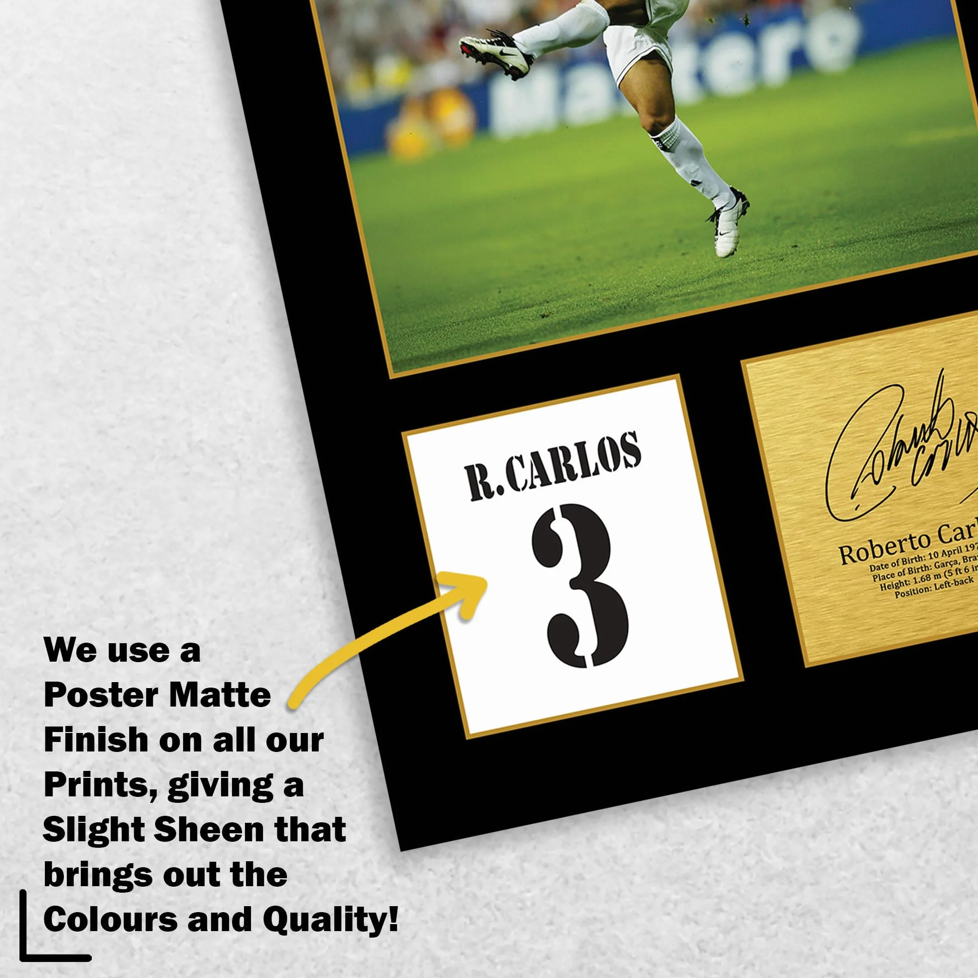 HWC Trading Roberto Carlos Real Madrid Zdjęcie Z Autografem A4 Drukowanie
