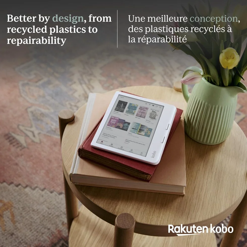 Kobo Libra Colour | eReader | E Ink Kaleido™ 3 7" kolorowy wyświetlacz antyrefleksyjny | Tryb ciemny | Audiobooki | Wodoodporny (biały)