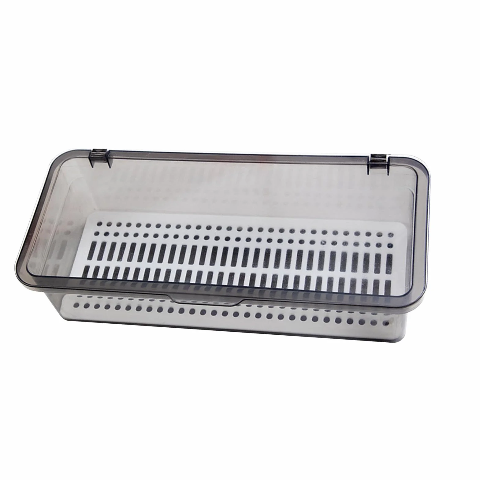 Eujgoov Organizer do Szuflad, Plastikowy Przezroczysty Pojemnik z pokrywką i Ociekaczem na Przybory Kuchenne i łazienkowe Oraz Kosmetyki do Makijażu, 27 Cm