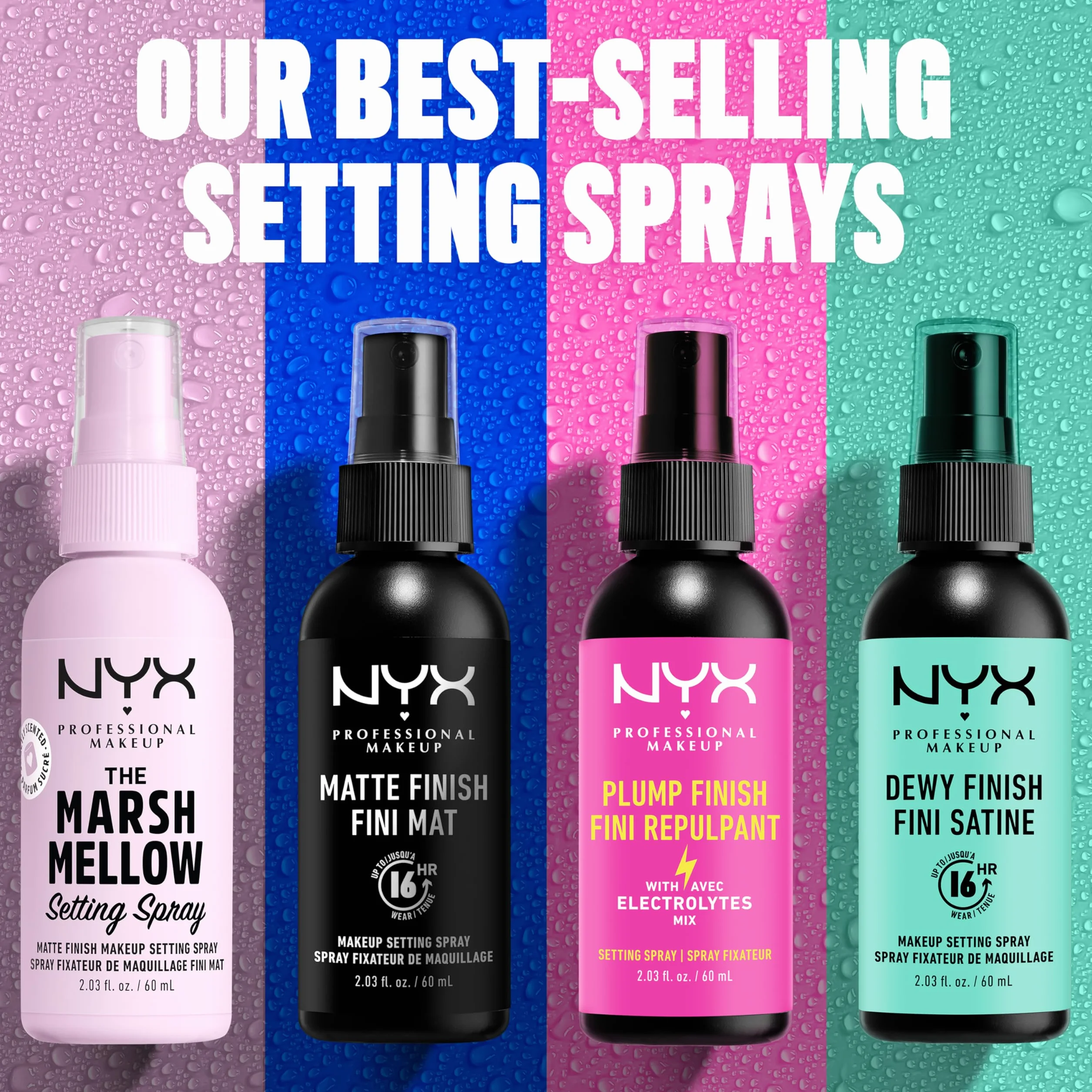 NYX PROFESSIONAL MAKEUP, Marshmellow Setting Spray, matowe wykończenie matowe, który nie przenosi i wydłuża czas trwania makijażu do 16H, 60 ml