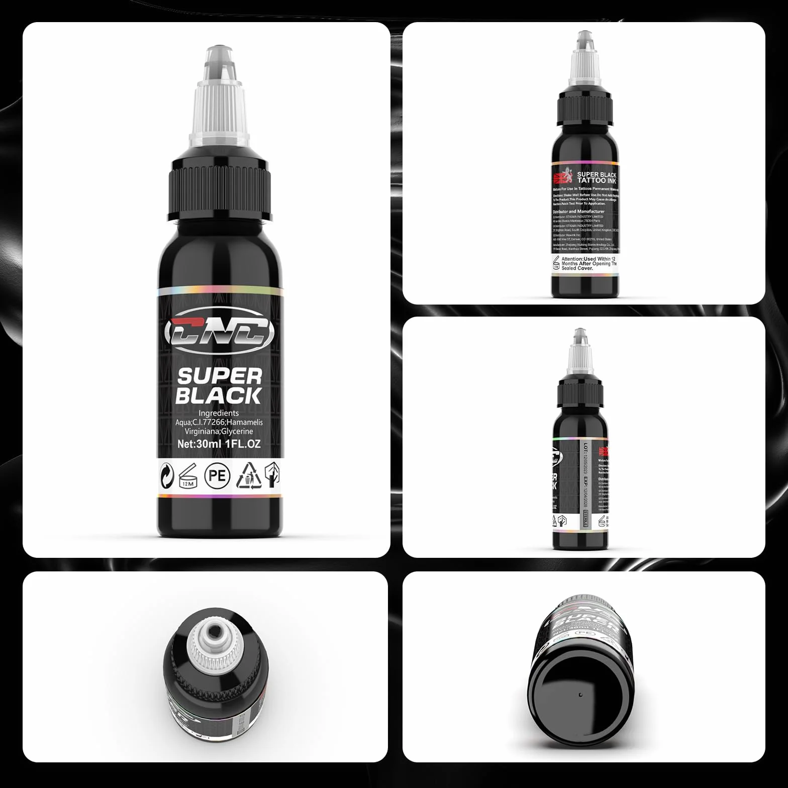 CNC Farba do tatuażu, skoncentrowana czerń, profesjonalna liner, trwała czerń, zestaw farb do ciała, mikroblading pigment dla tatuażystów - (1 oz) 30 ml TI6003-30-030