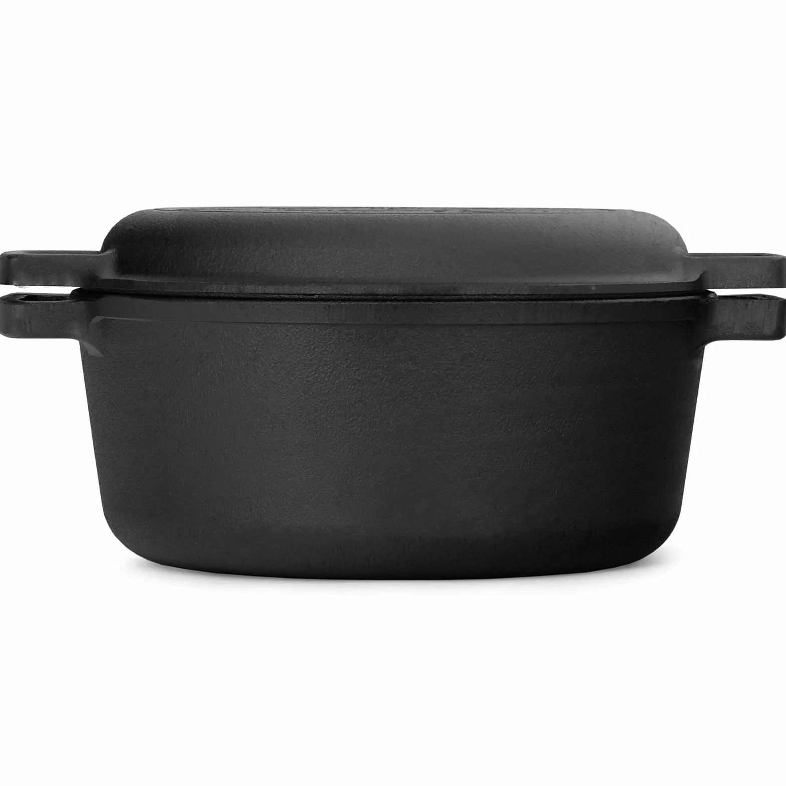 Garnek żeliwny 4 l typu Dutch Oven Ø 24 cm, z pokrywką patelnia 2 w 1, zestaw do pieczenia chleba, zupy, garnek do duszenia, podwójna funkcja, pokrywa/patelnia do smażenia do kuchni, na kemping