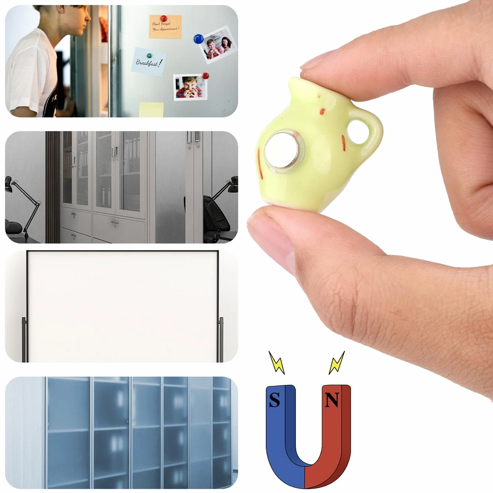 Magnesy na Lodówkę Ceramiczne Roślinne 3D 5 Sztuk Dekoracja