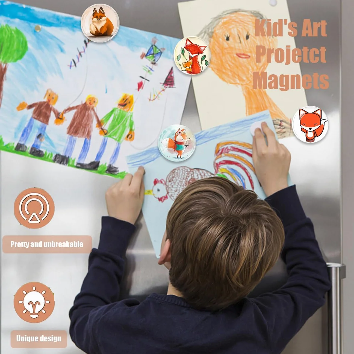 Magnesy na Tablicę Magnetyczną 30 mm Okrągłe Szklane Zabawne Wzory Lisa