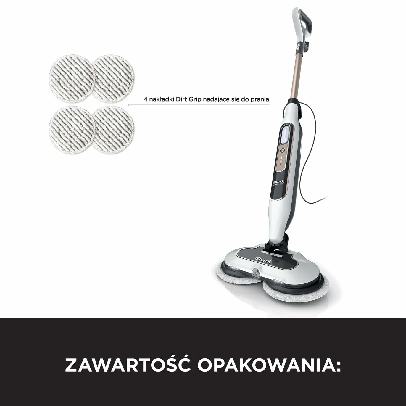 Shark Automatyczny mop parowy S8201EU 2 obrotowe nakładki 3 tryby pary dezynfekuje