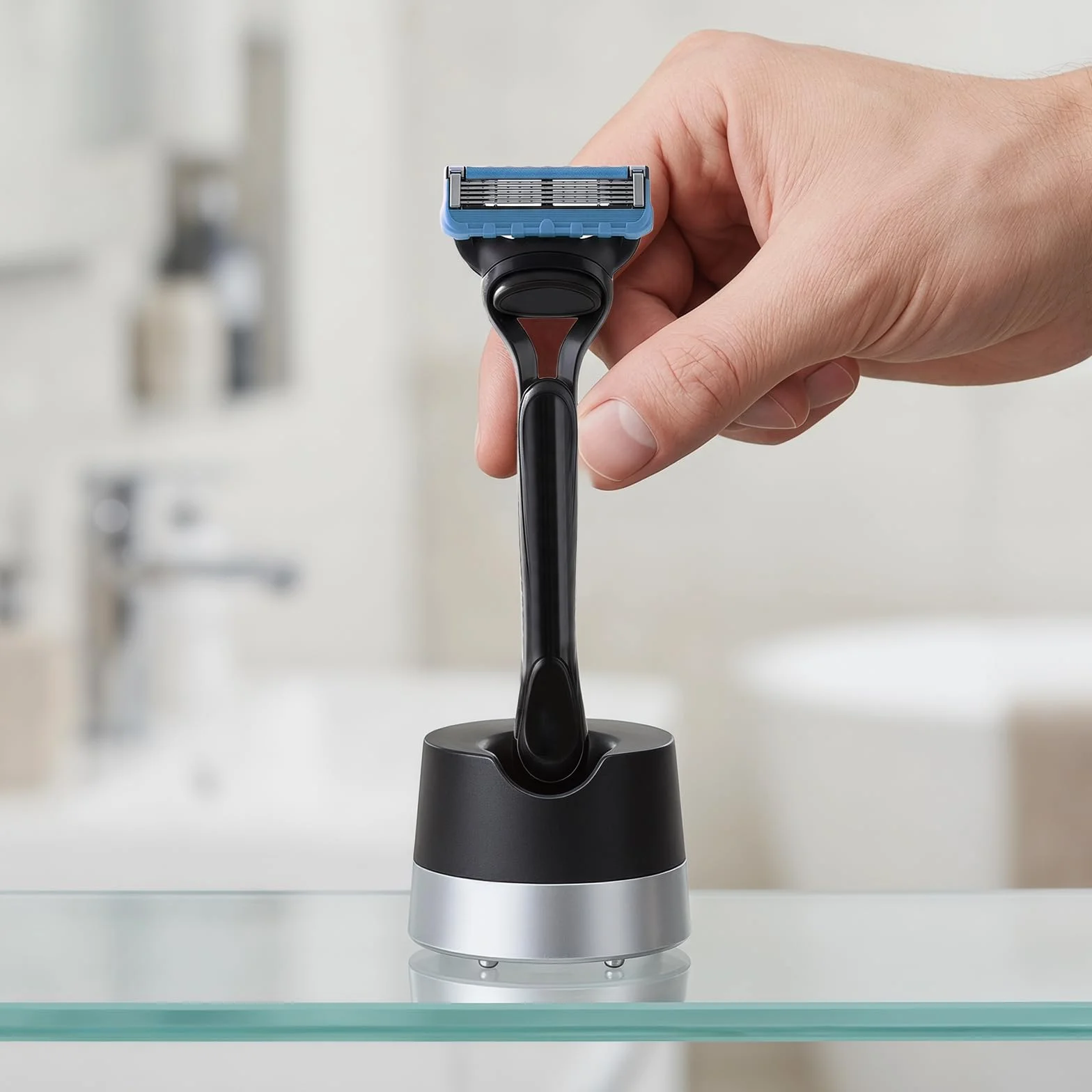 Stojak na golarkę, kompatybilny z maszynkami do golenia Gillette i maszynkami do golenia, wysokiej jakości metalowy uchwyt dla kobiet i mężczyzn, bezpieczny stojak do łazienek