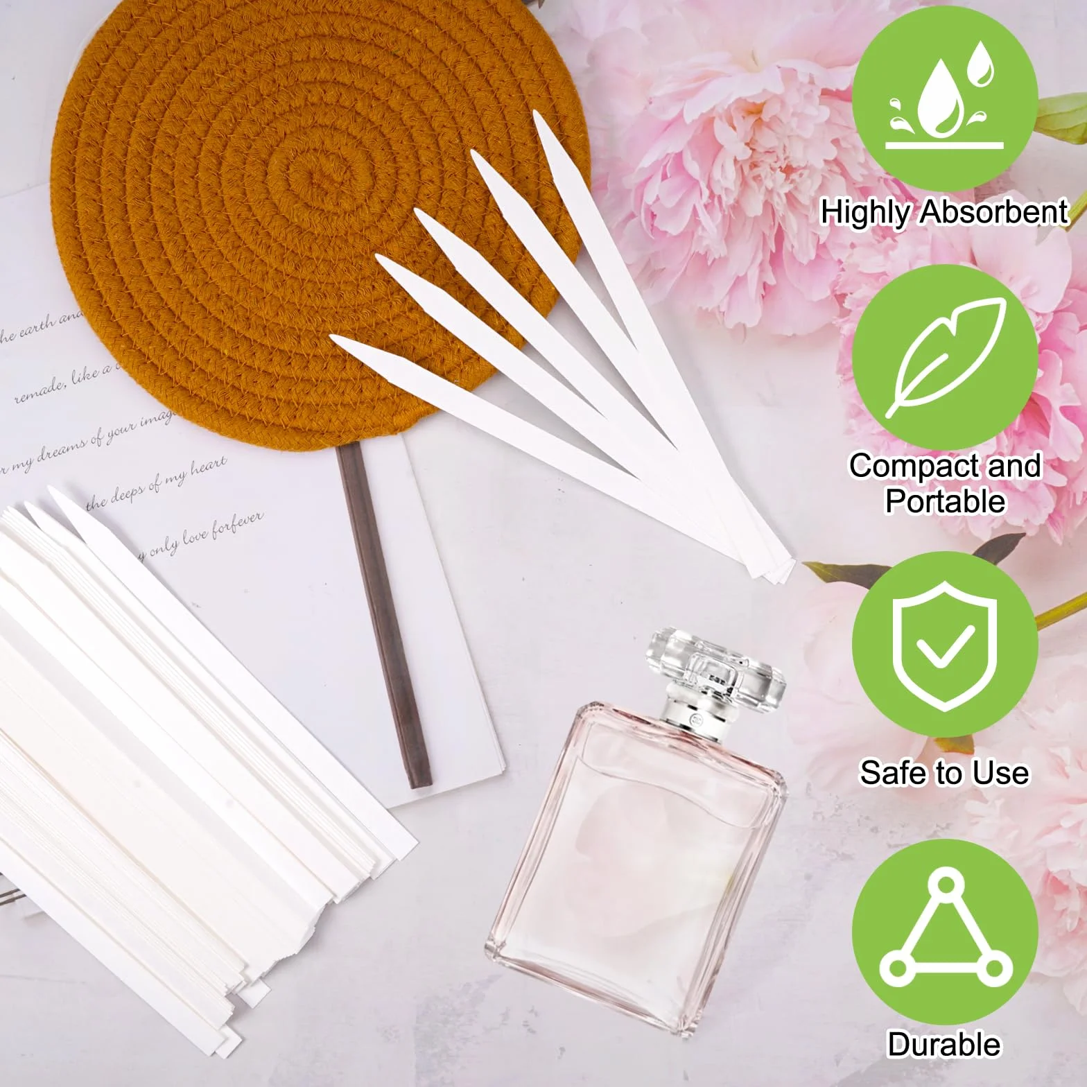 500 sztuk testowych pasków do perfum, 17 cm x 0,9 cm papier testowy do perfum, papier do testowania zapachów do zapisu, prostokątny papier aromaterapii do perfum, olejków eterycznych, dyfuzorów