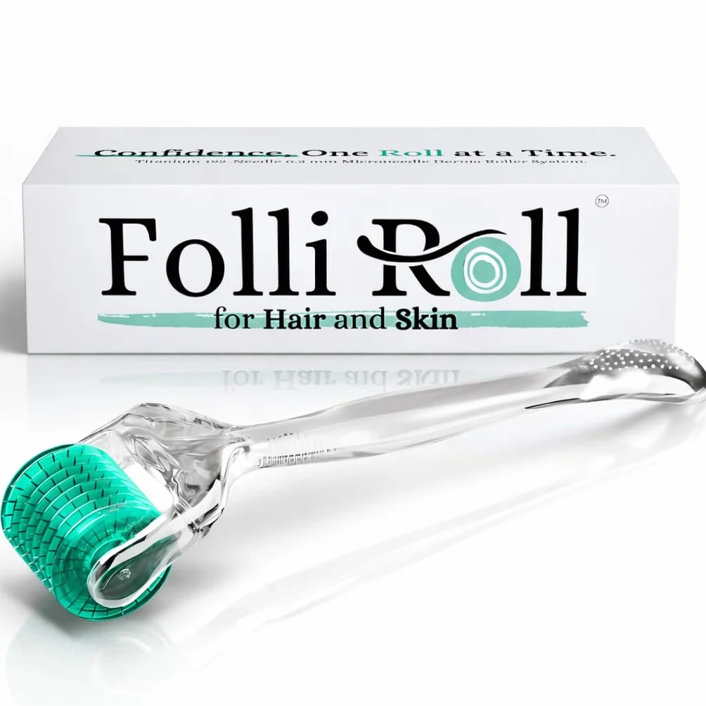 Derma Roller do włosów i skóry, tytanowe mikroigły 0,30 mm, na wypadanie włosów, blizny potrądzikowe i ciemne plamy, 192 prawdziwe pojedyncze igły z bezpłatnym etui do przechowywania dla